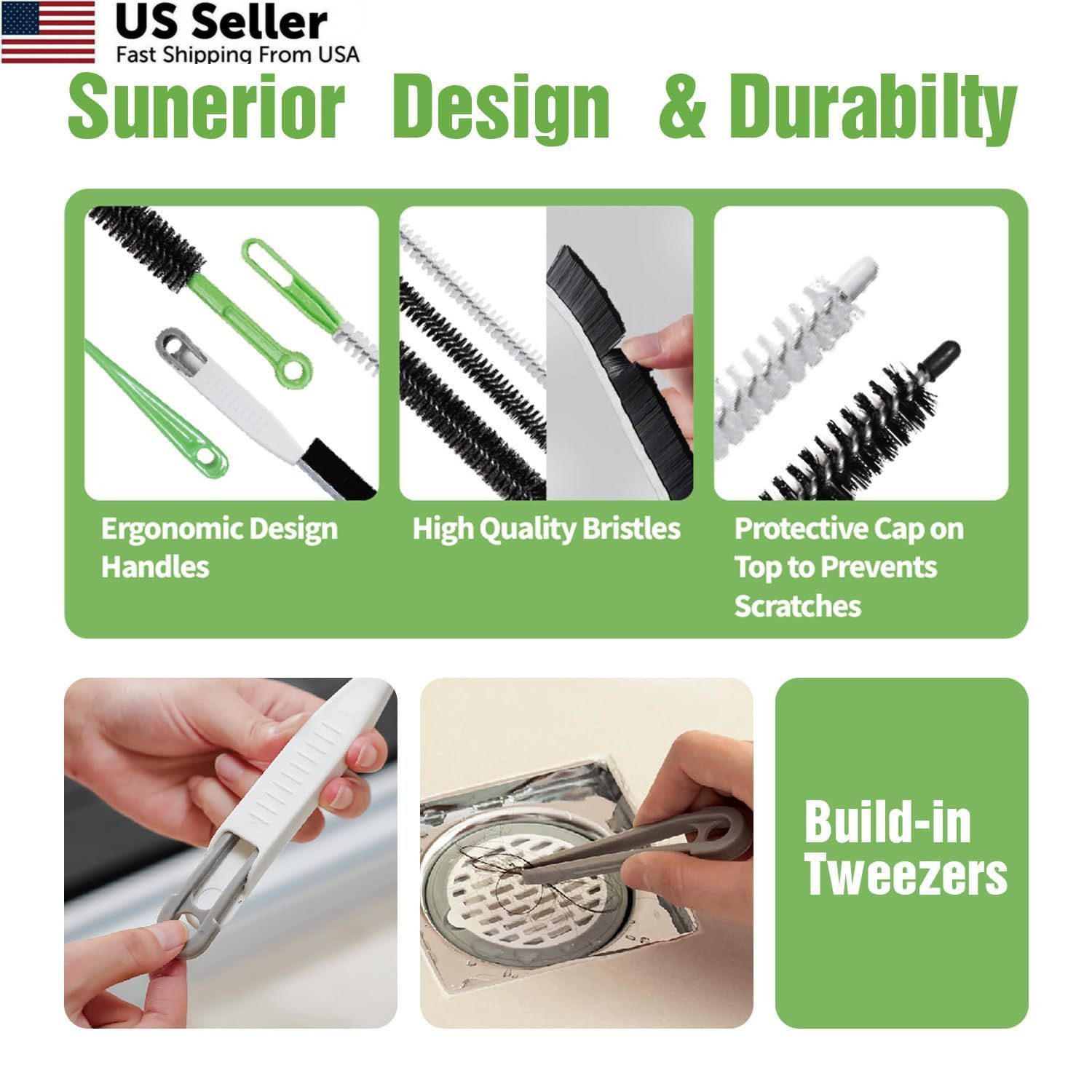 4pcs Flexible Cleaning Brush Set for Dryer Vents, Fridge Coils, HVAC Black