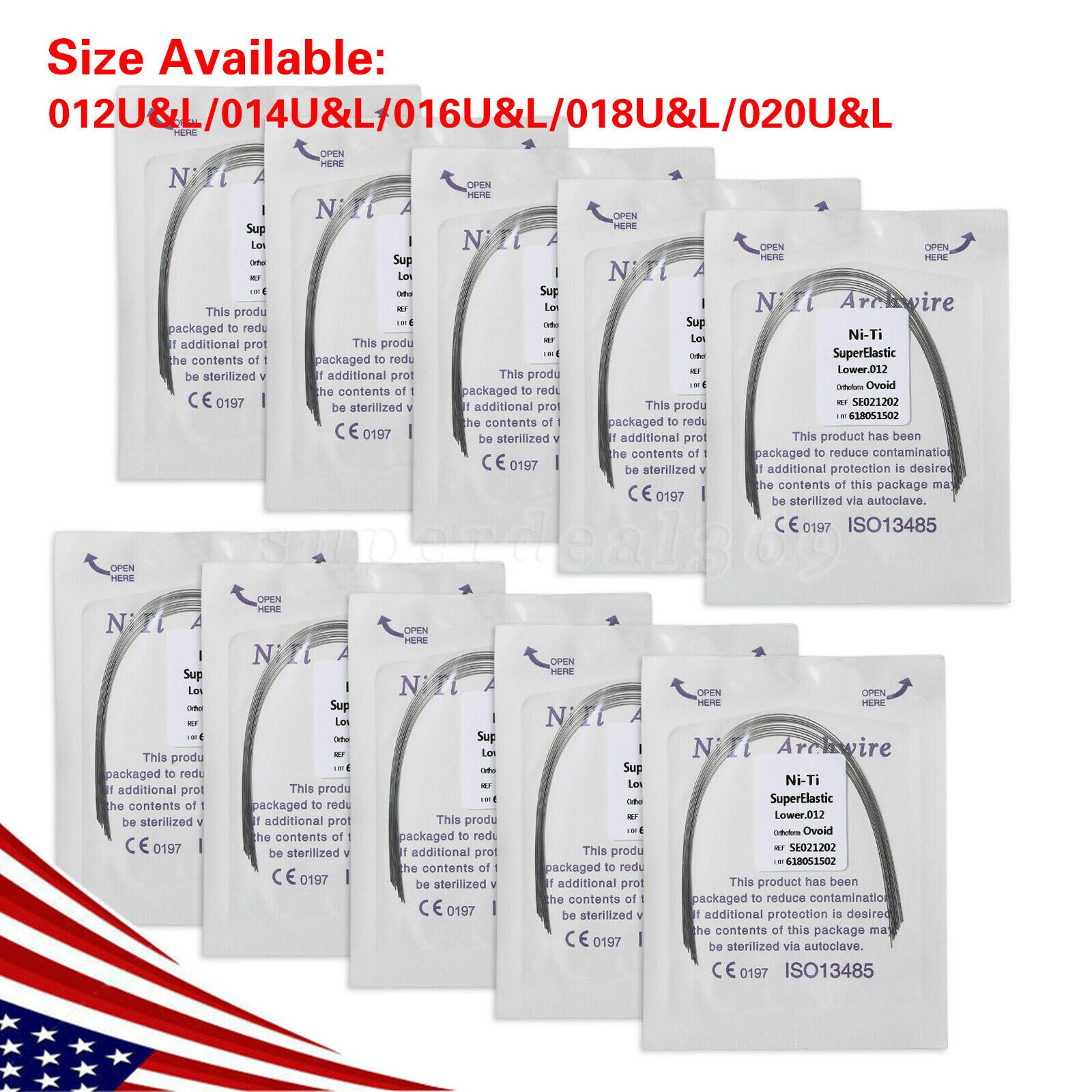 Dental Ortho Super Elastic Niti Round Arch Wire Ovoid 012-020upper/lower all MX
