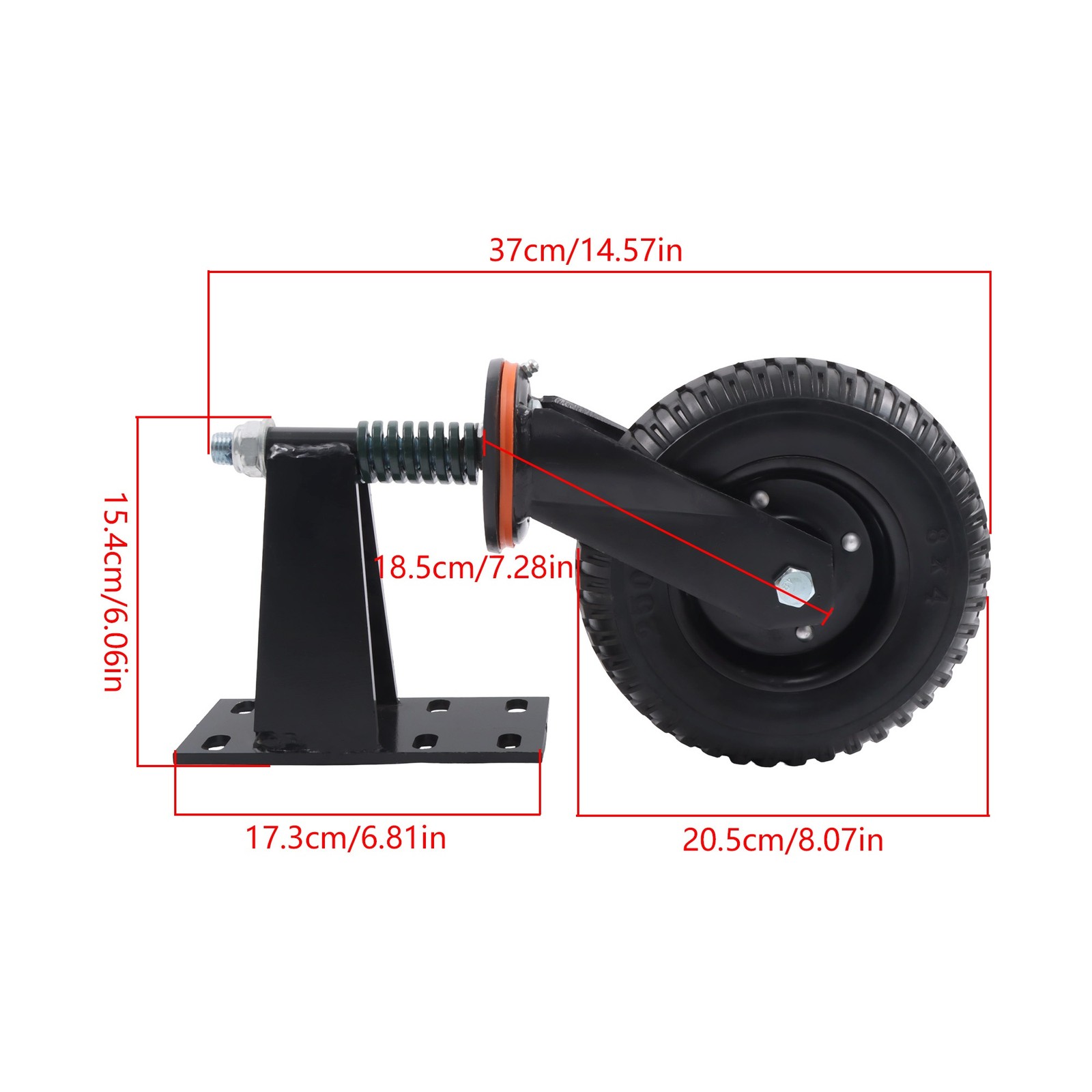 2 Pcs Gate Casters 8″ Heavy Duty (Straight/U-Bolt) Spring-Loaded 600Lbs Caster