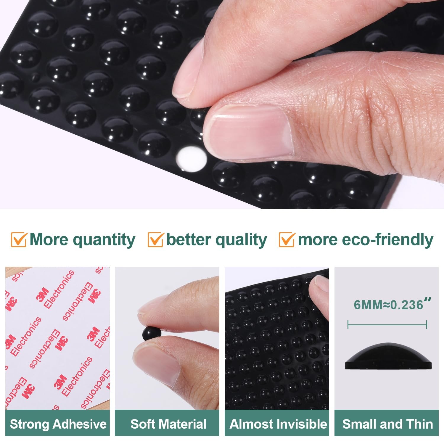 Eshanmu 100 pcs Self-Adhesive Clear Rubber Feet tiny1/4″(6x2mm)100pcs, Black