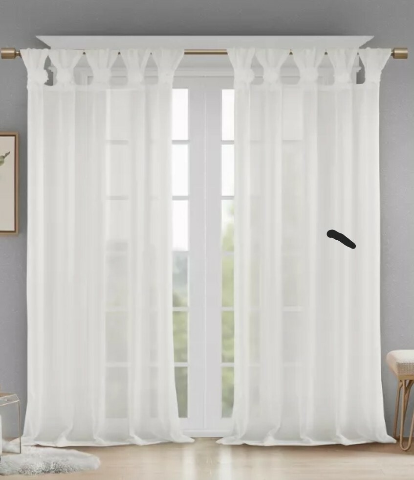 100% Polyester Floral Embellished Cuff Tab Top Solid Window Panel,MP40-5646