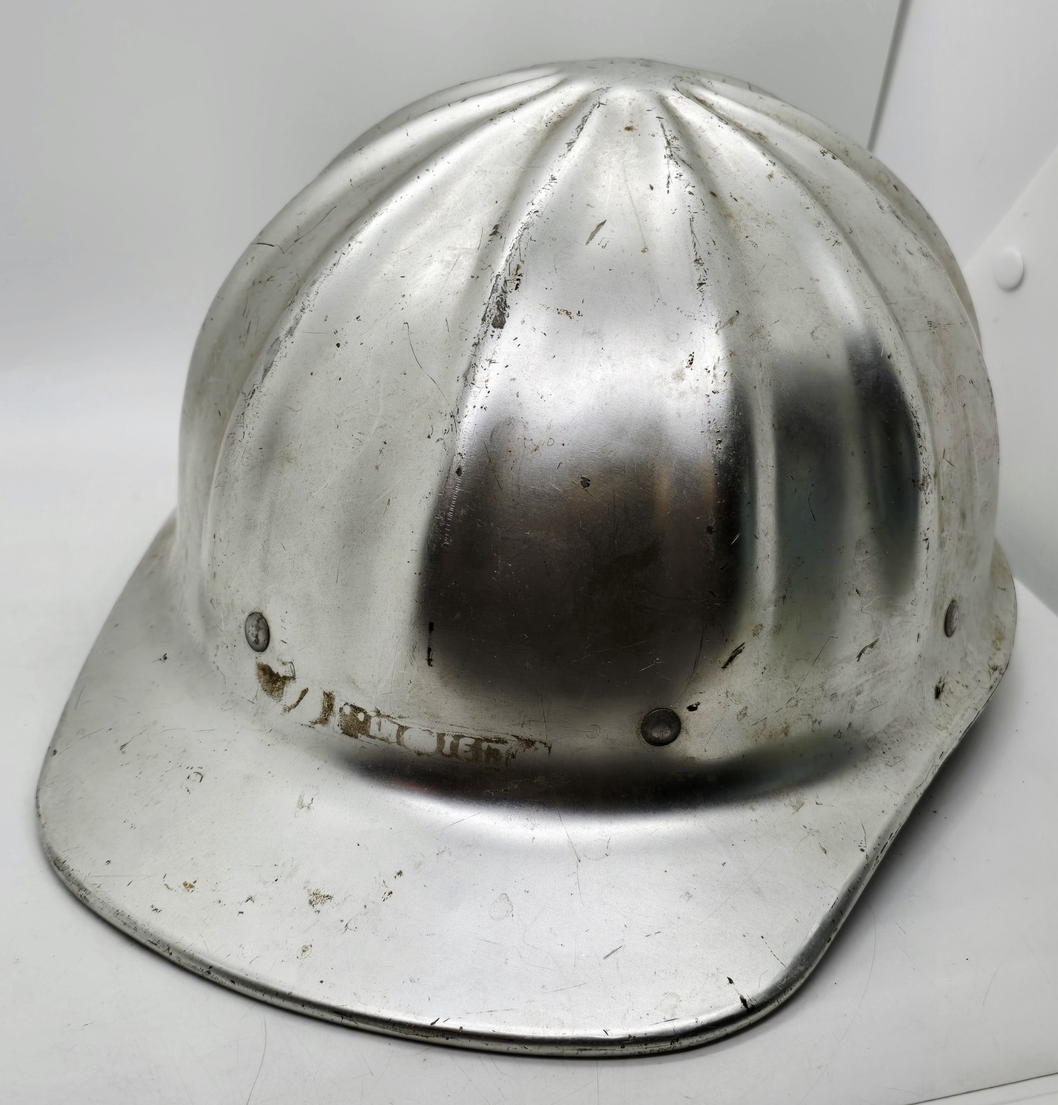 Vintage 1960’s Superlite Aluminum Hard Hat, Metal helmet, Full Brim, Lightweight