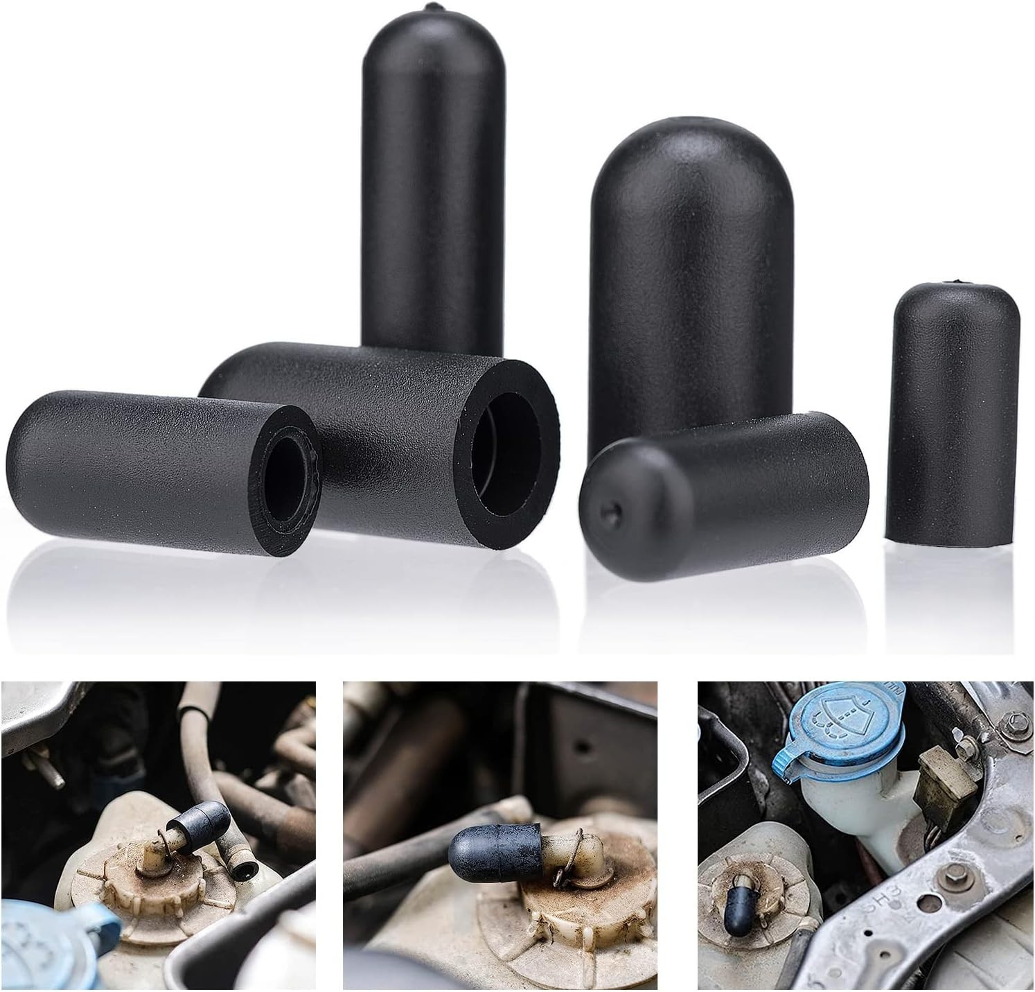 120 Pieces Rubber Vacuum Cap Assortment 10 Sizes Tube OD from 1/8″ to 1/2″ Sizes