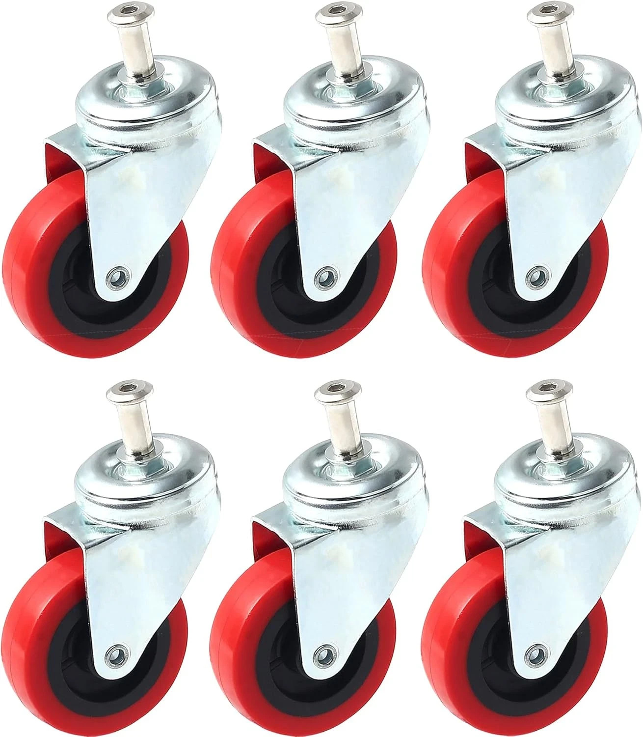 6 Pack Heavy-Duty 2.5″ Swivel Caster Wheel Creeper Service Cart Stool Post Mount