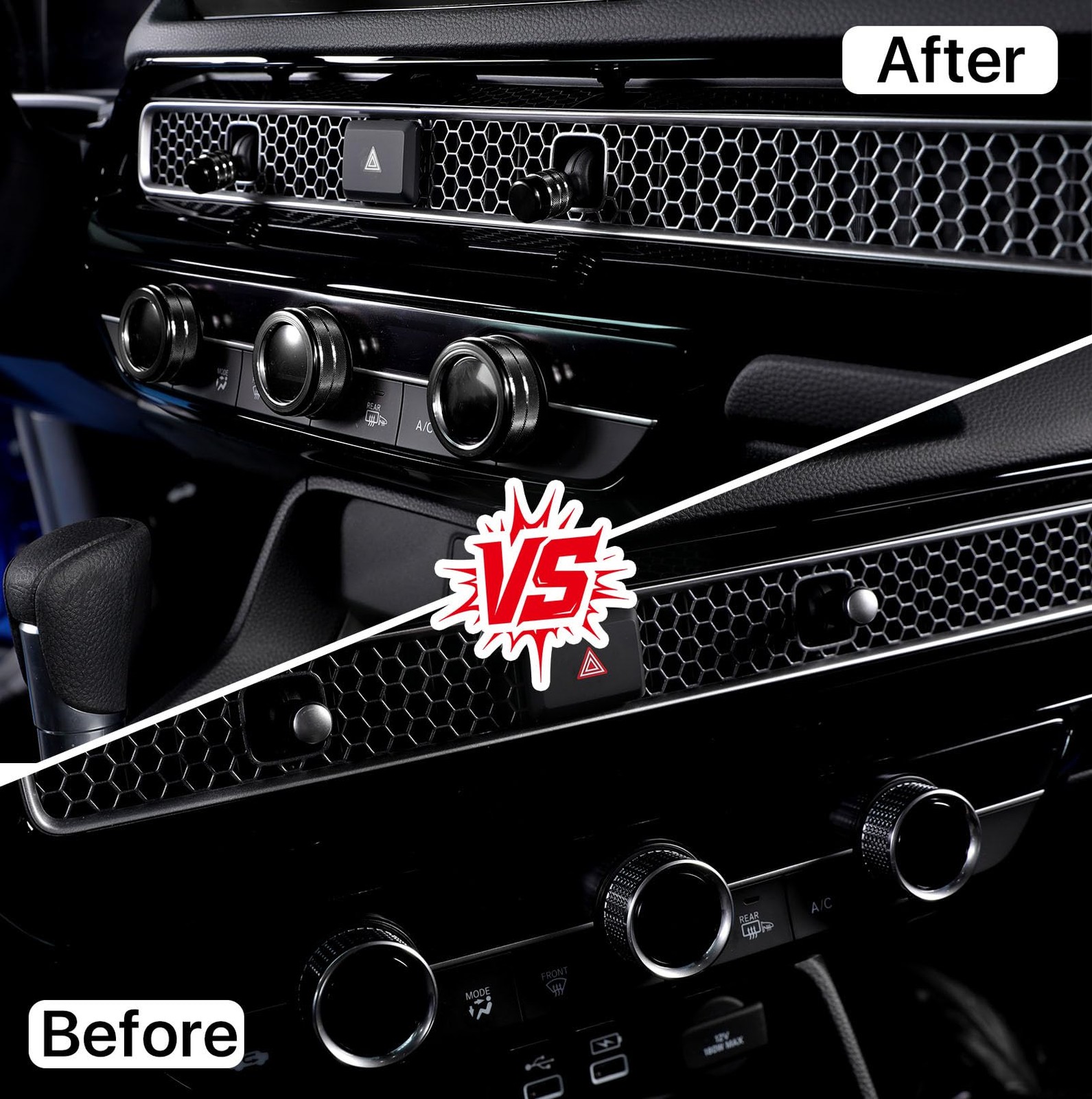 Car Interior Knob Cover Kit, Compatible with Honda Civic 2022-2026, CRV 2023-…