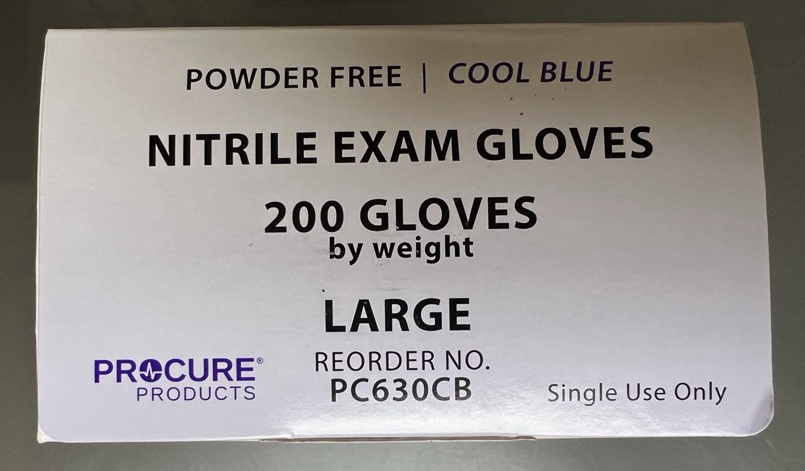 Procure Nitrile Exam Gloves #PC630CB, Powder Free, Blue, Large, 1 Box – Qty 200