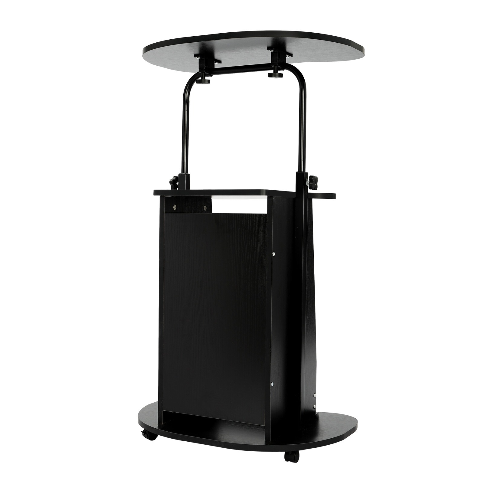 Black Sit-to-Stand Rolling Adjustable Storage Medical Laptop Computer Cart Desk