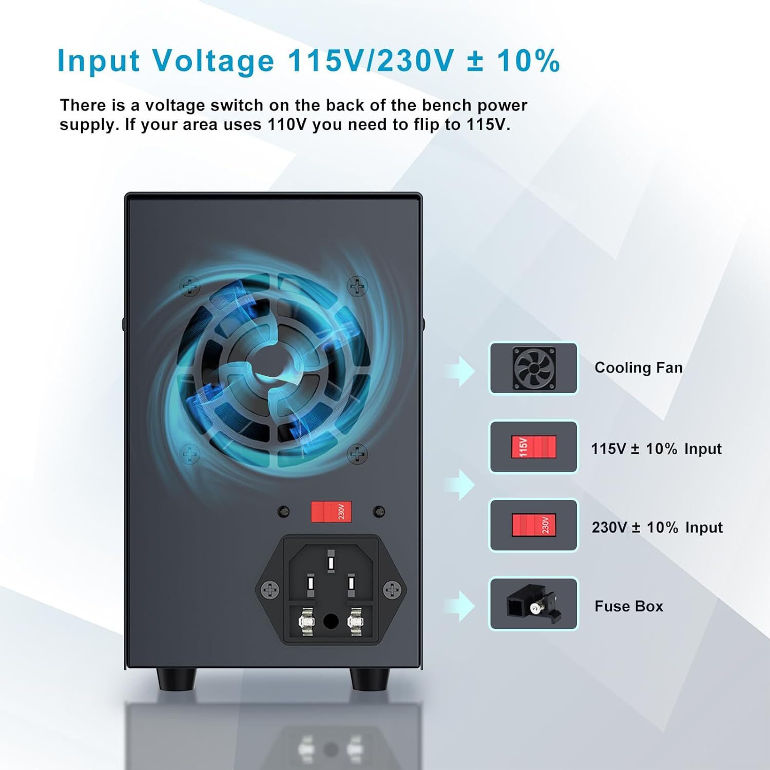 Adjustable 0-30/60/120V 0-2/3/5/10A Lab DC Power Supply Variable Bench Switching