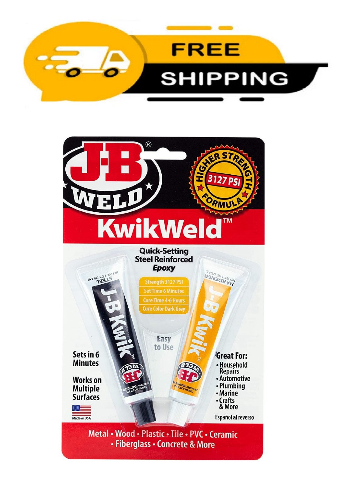 J-B Weld 8276 KwikWeld Quick Setting Steel Reinforced Epoxy – Dark Grey 2 oz
