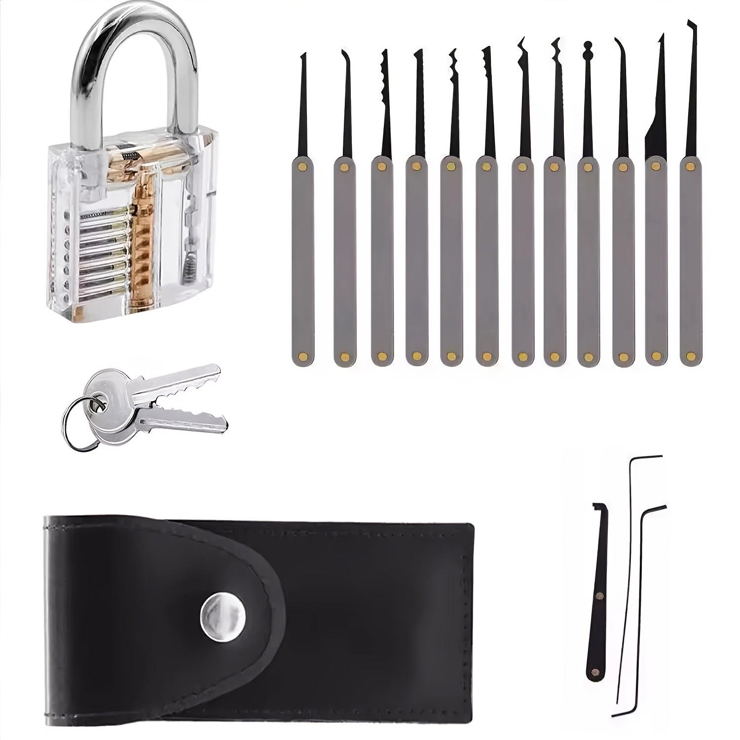 1 Set Transparent Acrylic Practice Padlock Model for Lock Mechanism Training Kit