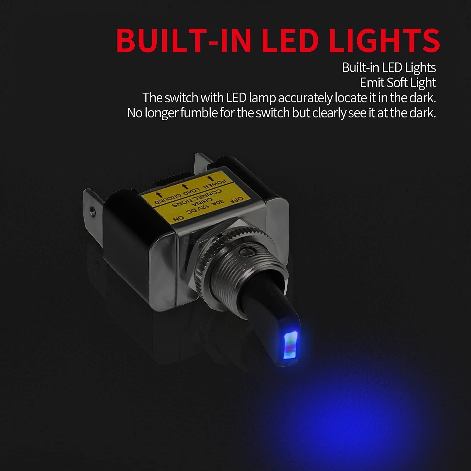 Blue LED Light 3Pin Rocker Toggle ON/Off Switch 30A 12V for Car Boat Marine Lot