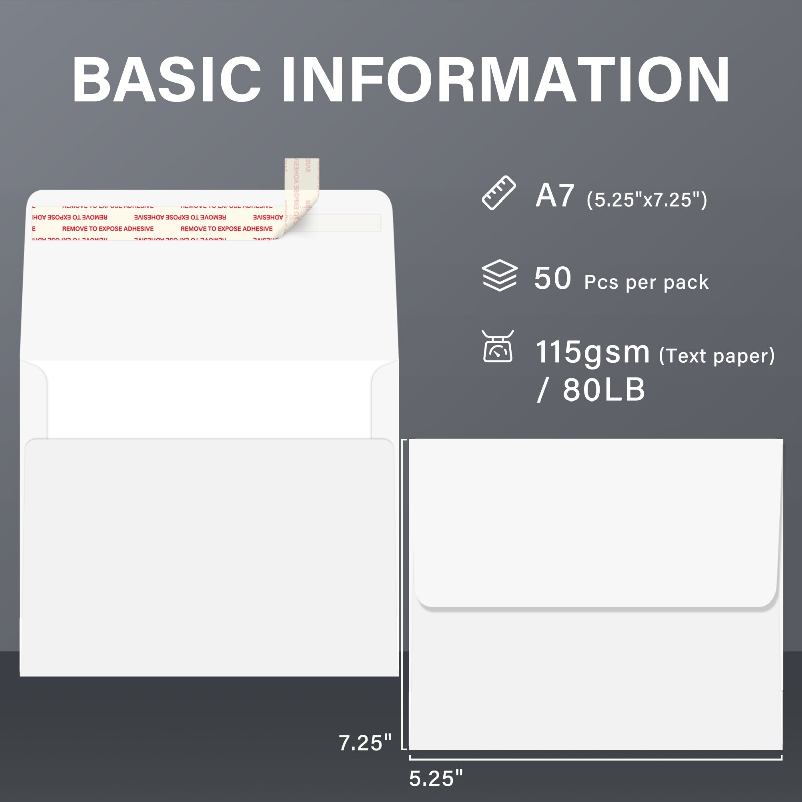 200 Blank White Invitation Envelopes 5.25″x7.25″ for Wedding Cards A7 Self Seal