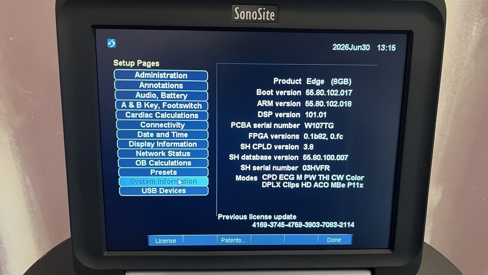 SONOSITE EDGE 2015-06 WITH TWO TRANSDUCERS AND ORIGINAL CART