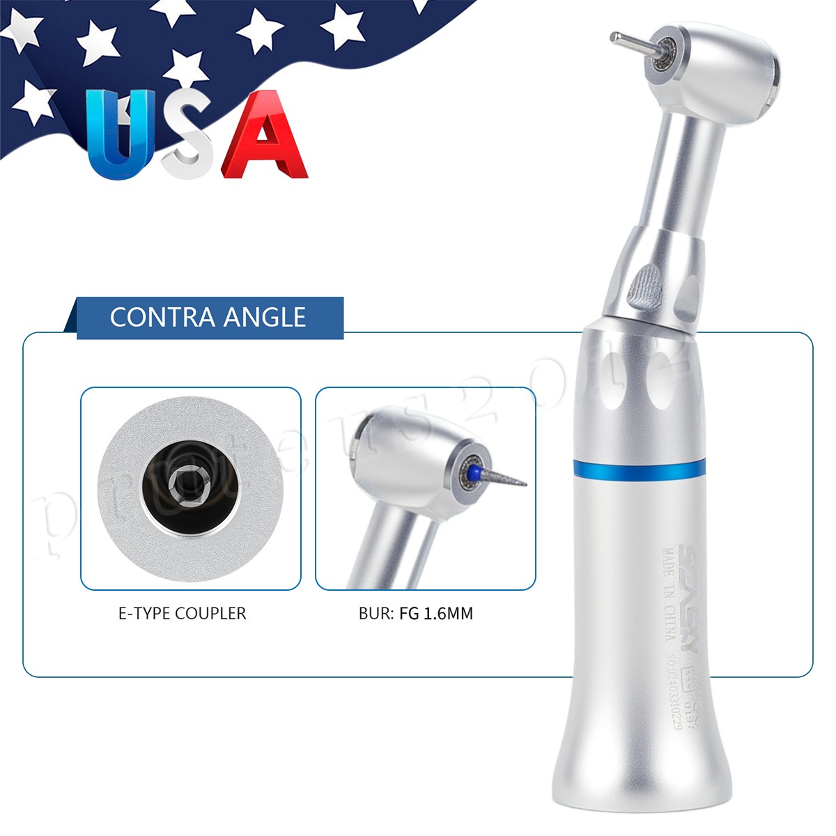 SEASKY Dental Slow Speed Contra Angle Straight Handpiece Air Motor 4 Hole 1.6mm