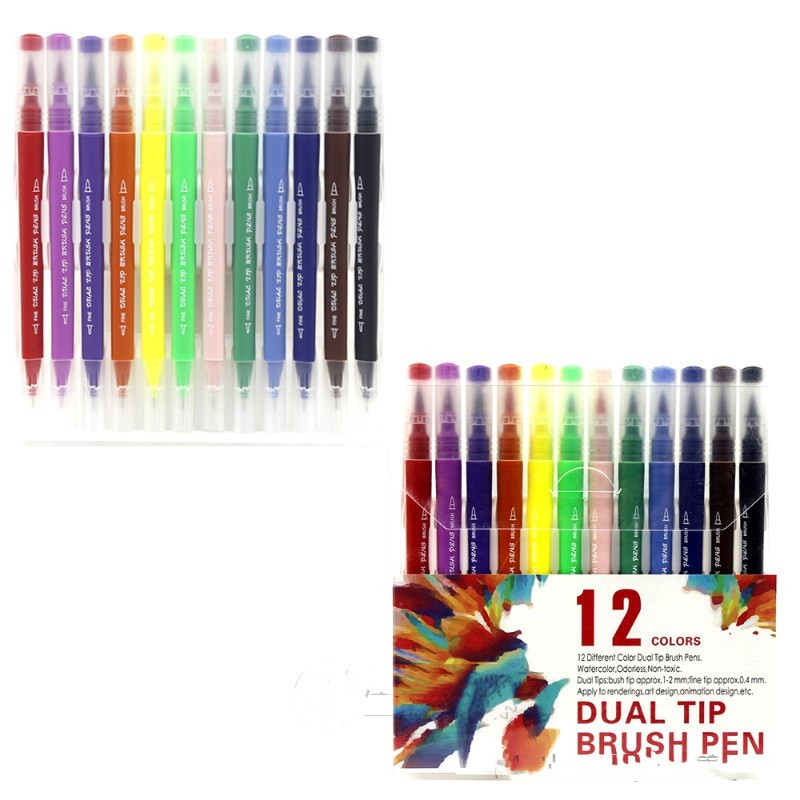 100 Colors Watercolor Dual Tip Brush Marker Pen Fineliner Ar