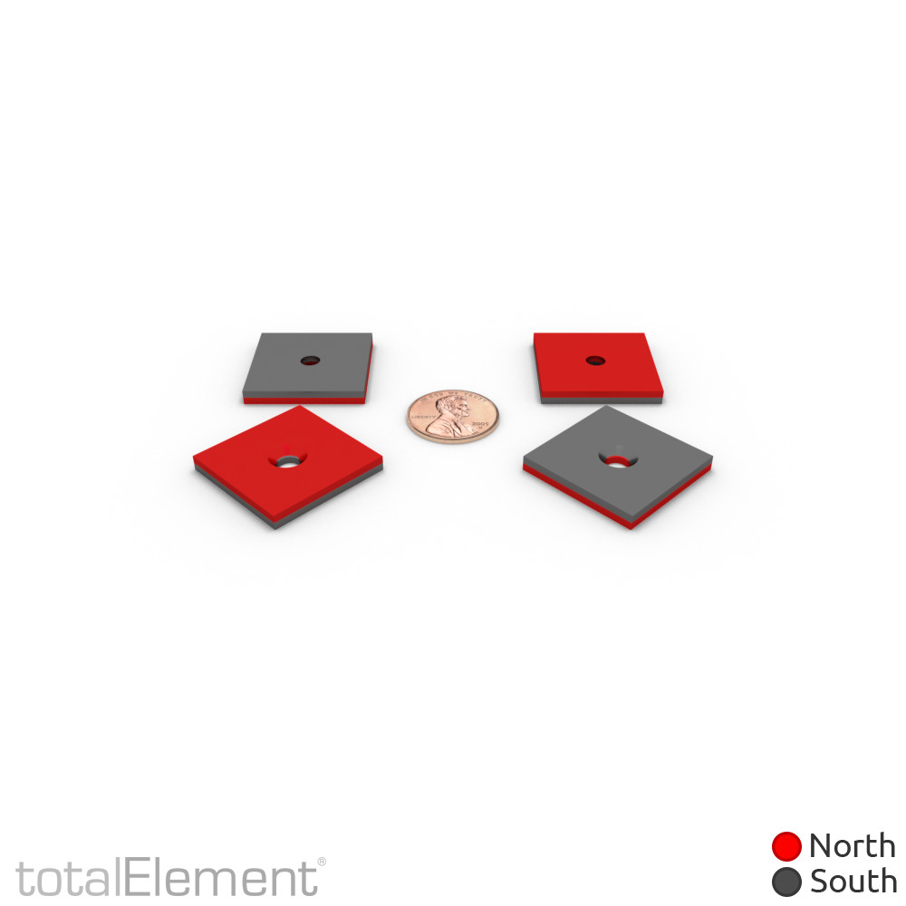 1 x 1 x 1/8 Inch Neodymium Rare Earth Countersunk Block Magnets N52 (8 Pack)