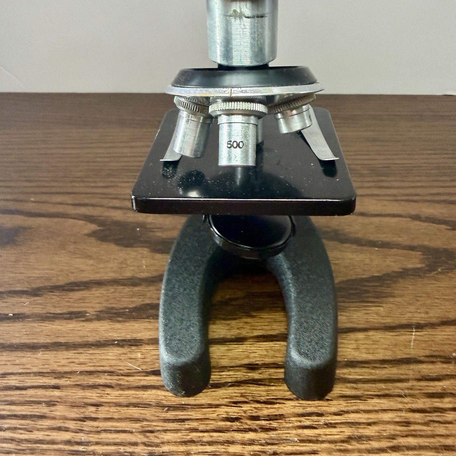 Vintage Research Mark XII No. 1930 Turret Microscope w/ Wood Case & Original Box