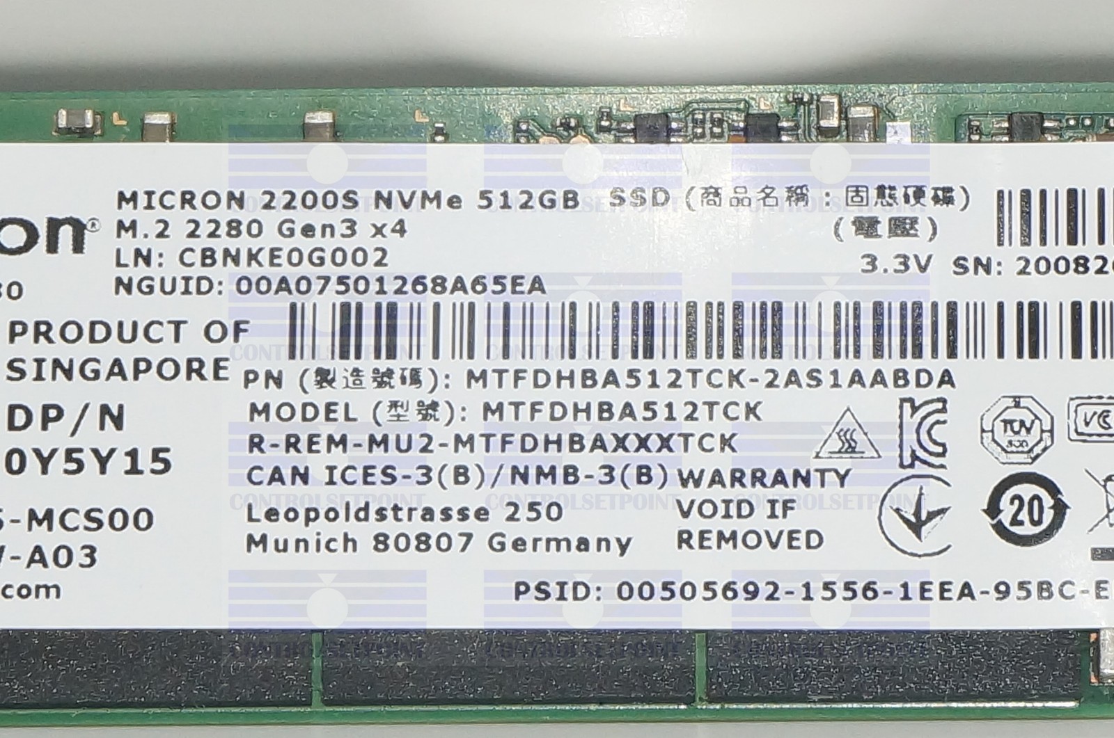 MICRON 2200S MTFDHBA512TCK 512GB M.2 NVME SSD SOLID STATE DRIVE