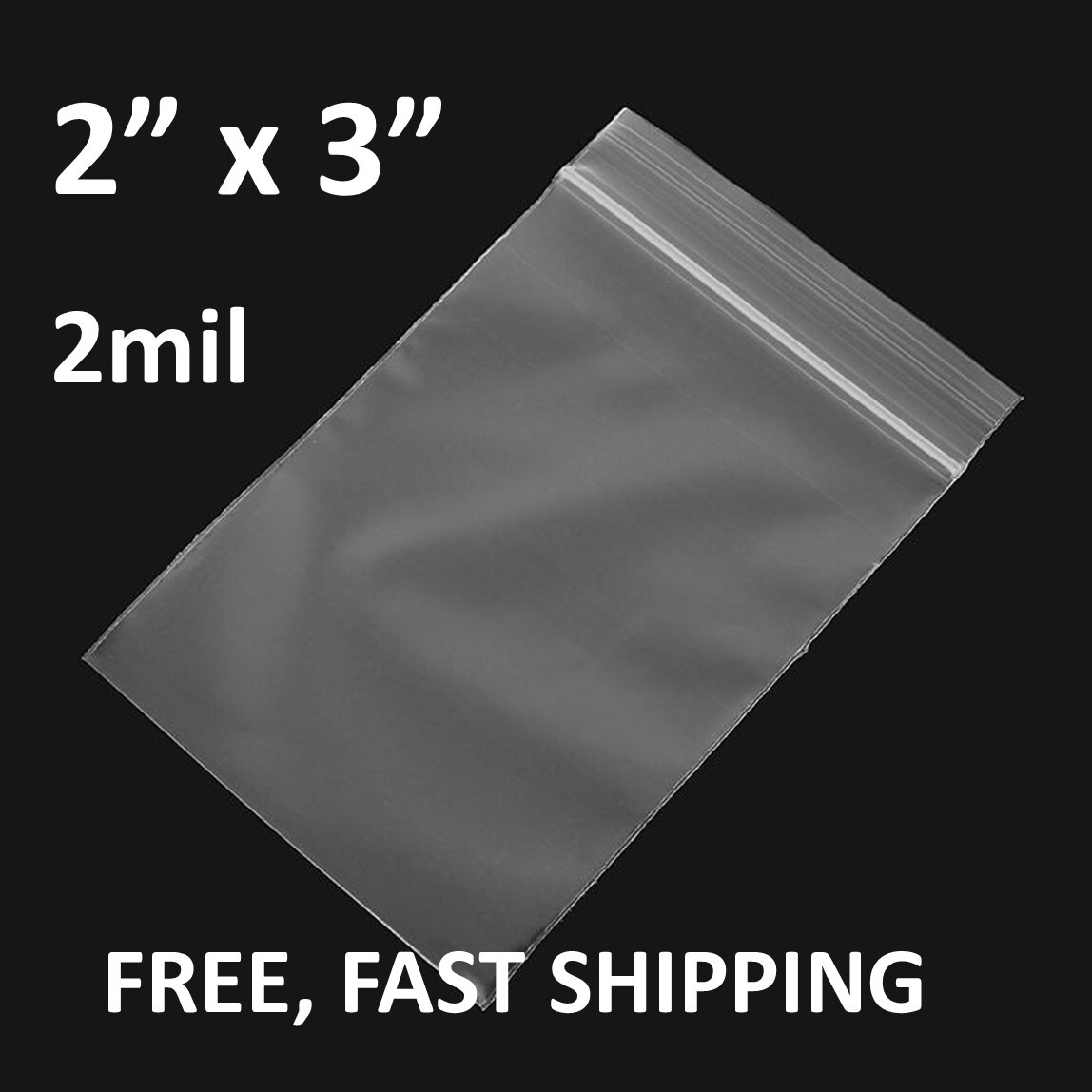 2″x 3″ CLEAR 2 MIL ZIP SEAL BAGS POLY PLASTIC RECLOSABLE LOCK MINI SMALL BAGGIES