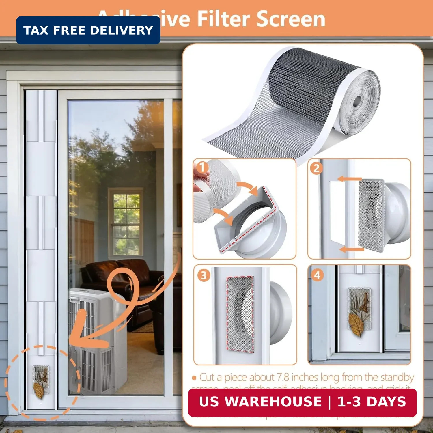 Universal AC Sliding Door Vent Kit for Portable Air Conditioners – Fits 5.1″/5.9