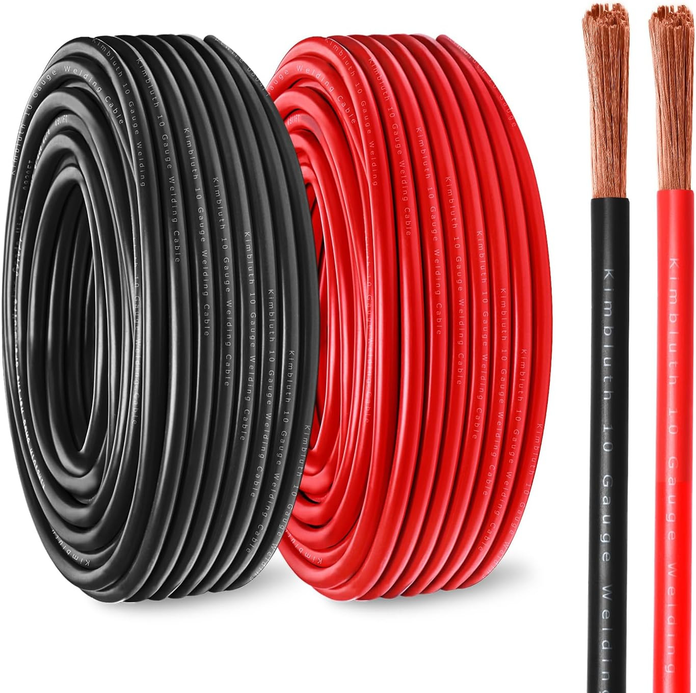 2 Gauge Battery Cable Copper Wire, 20FT Red+20Ft Black 2 AWG Welding Cable Stand