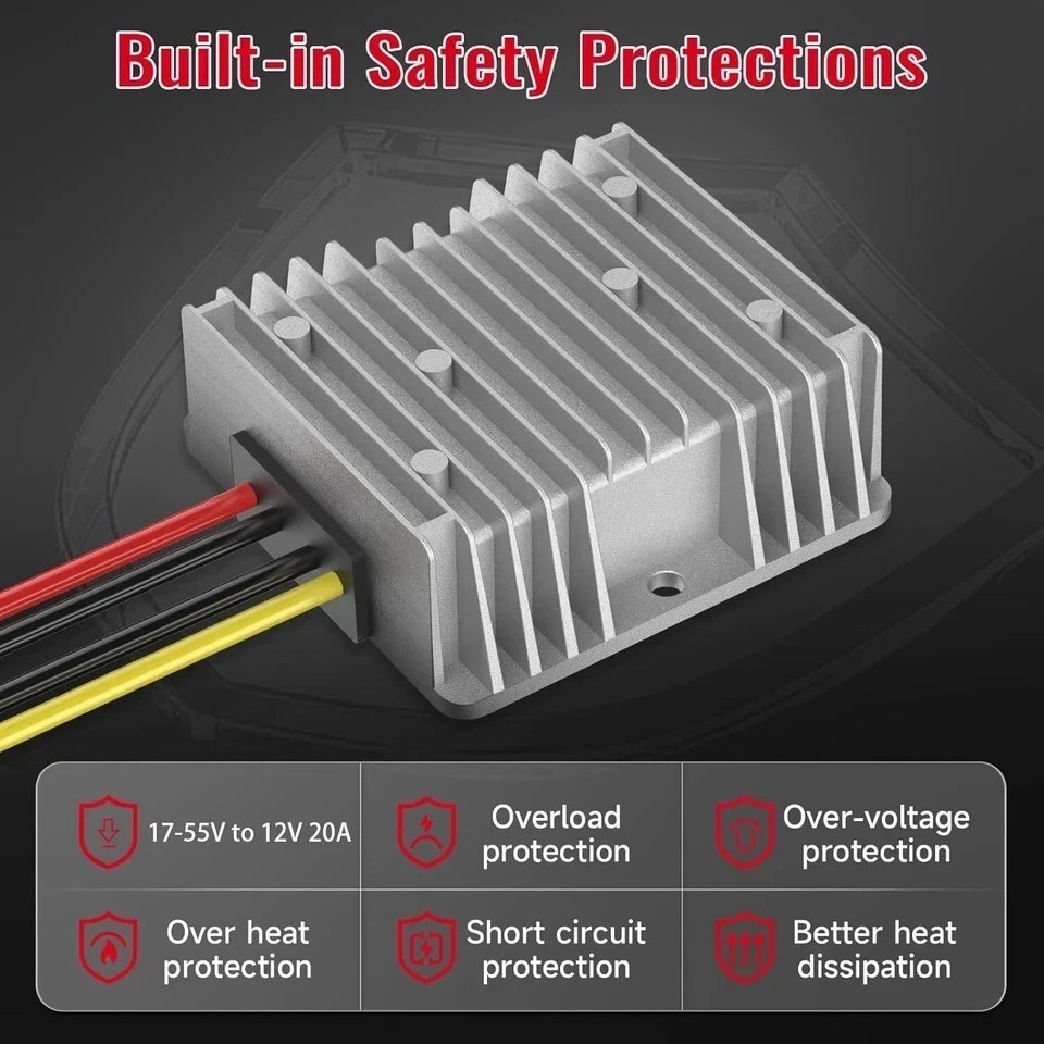 18v to 12v Step Down Converter for Milwaukee M18 Power Wheels Battery Adapter D