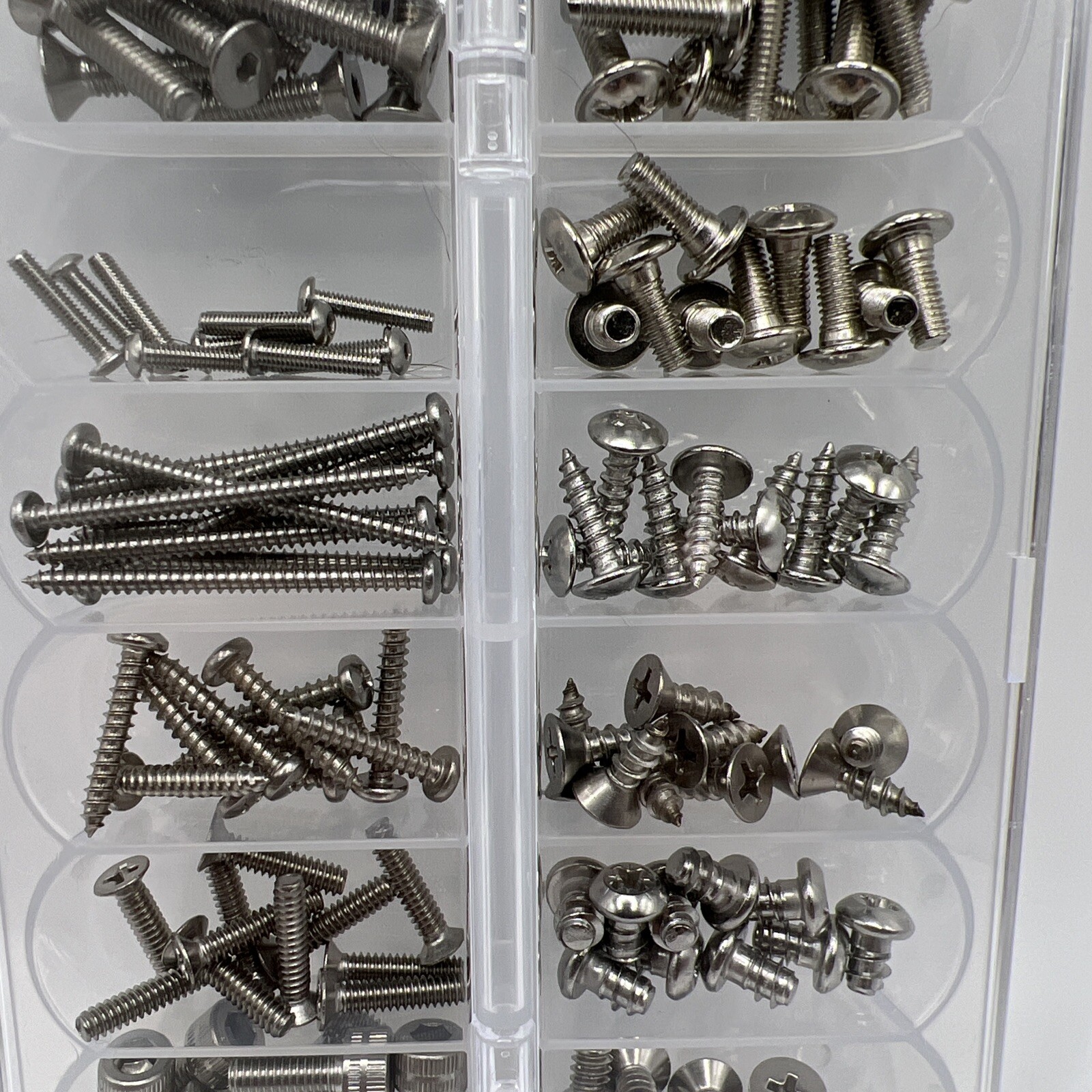 Assorted Small Stainless Steel Screws 120 Pieces High Quality Includes Case