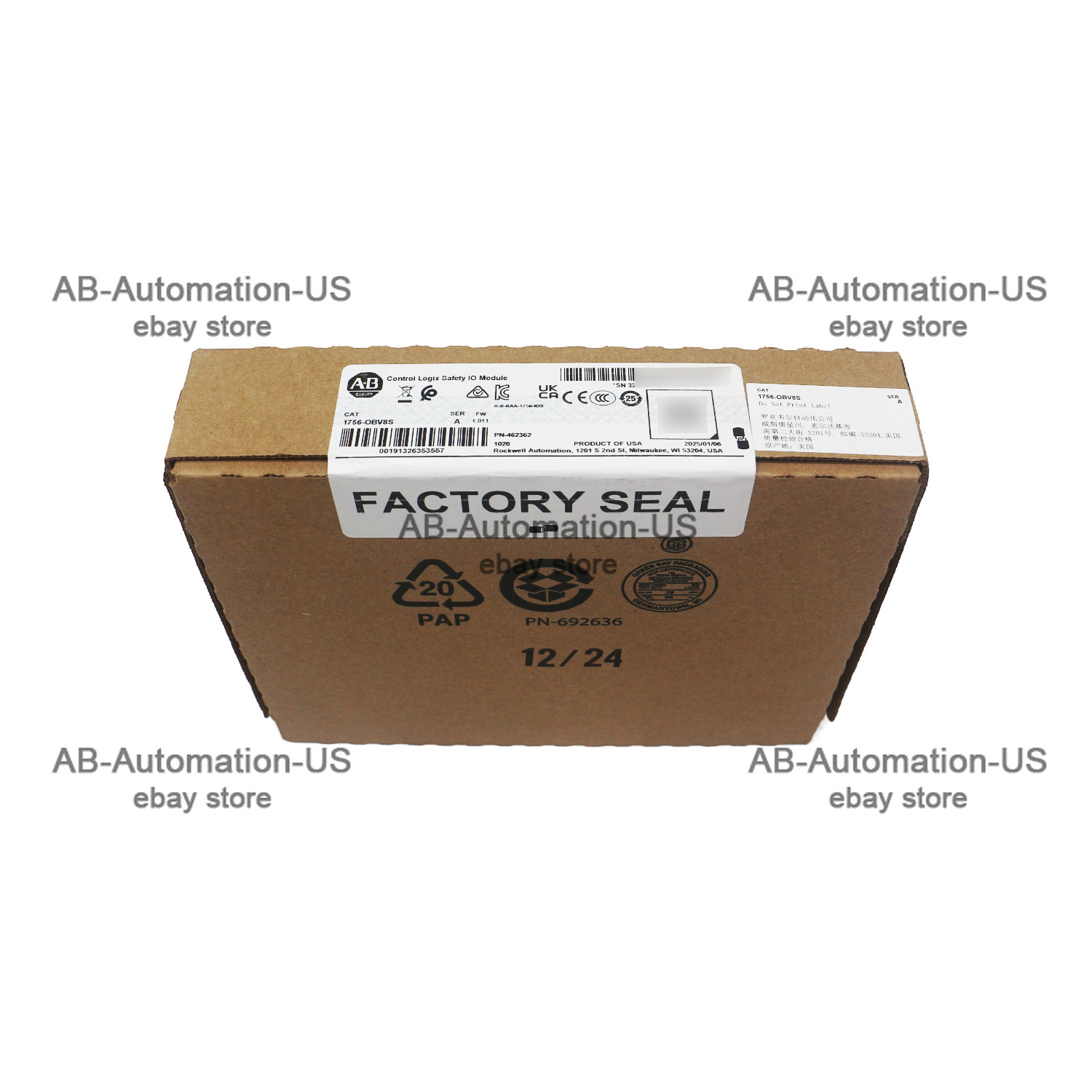 New Allen Bradley 1756-OBV8S ControlLogix 8 Pts Safety Output Module