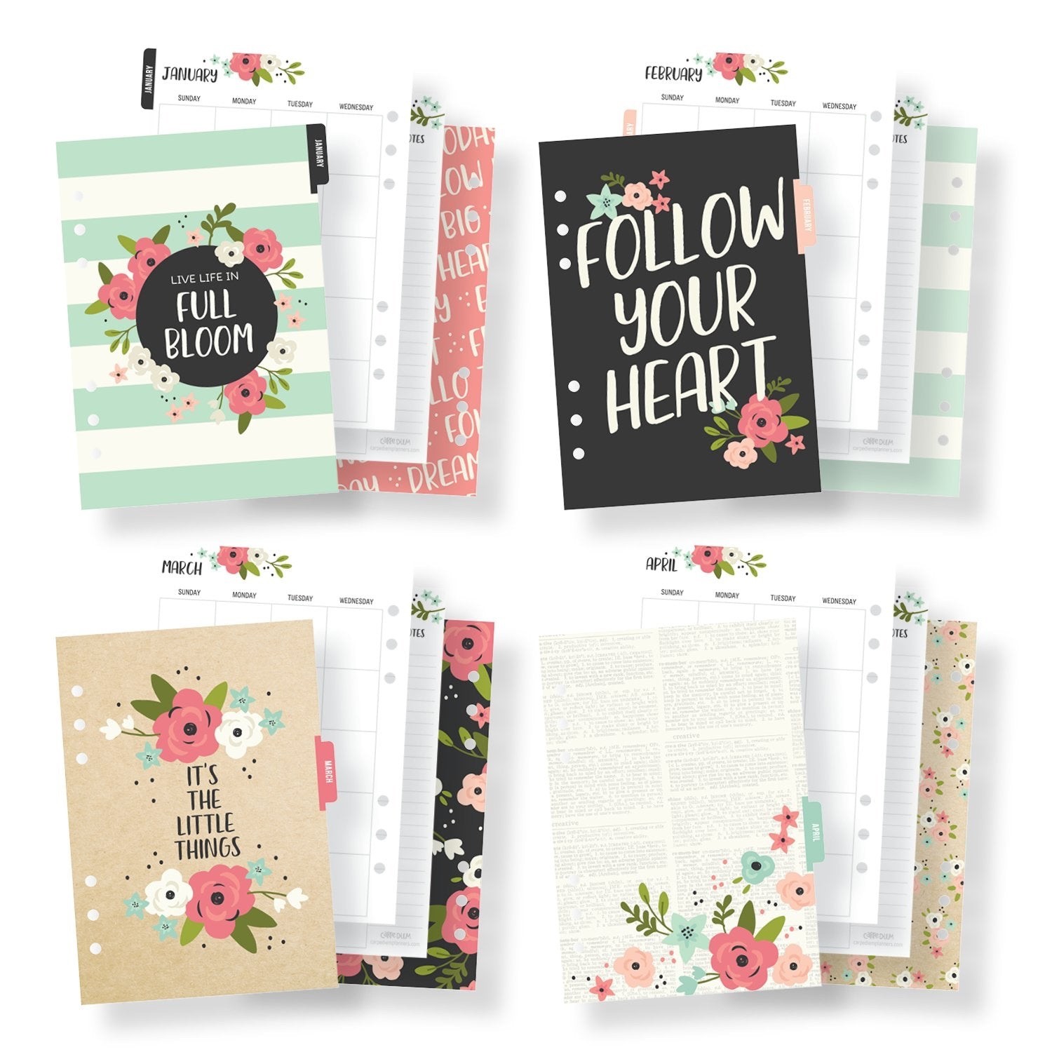 Carpe Diem Undated A5 Monthly Planner Inserts – Bloom