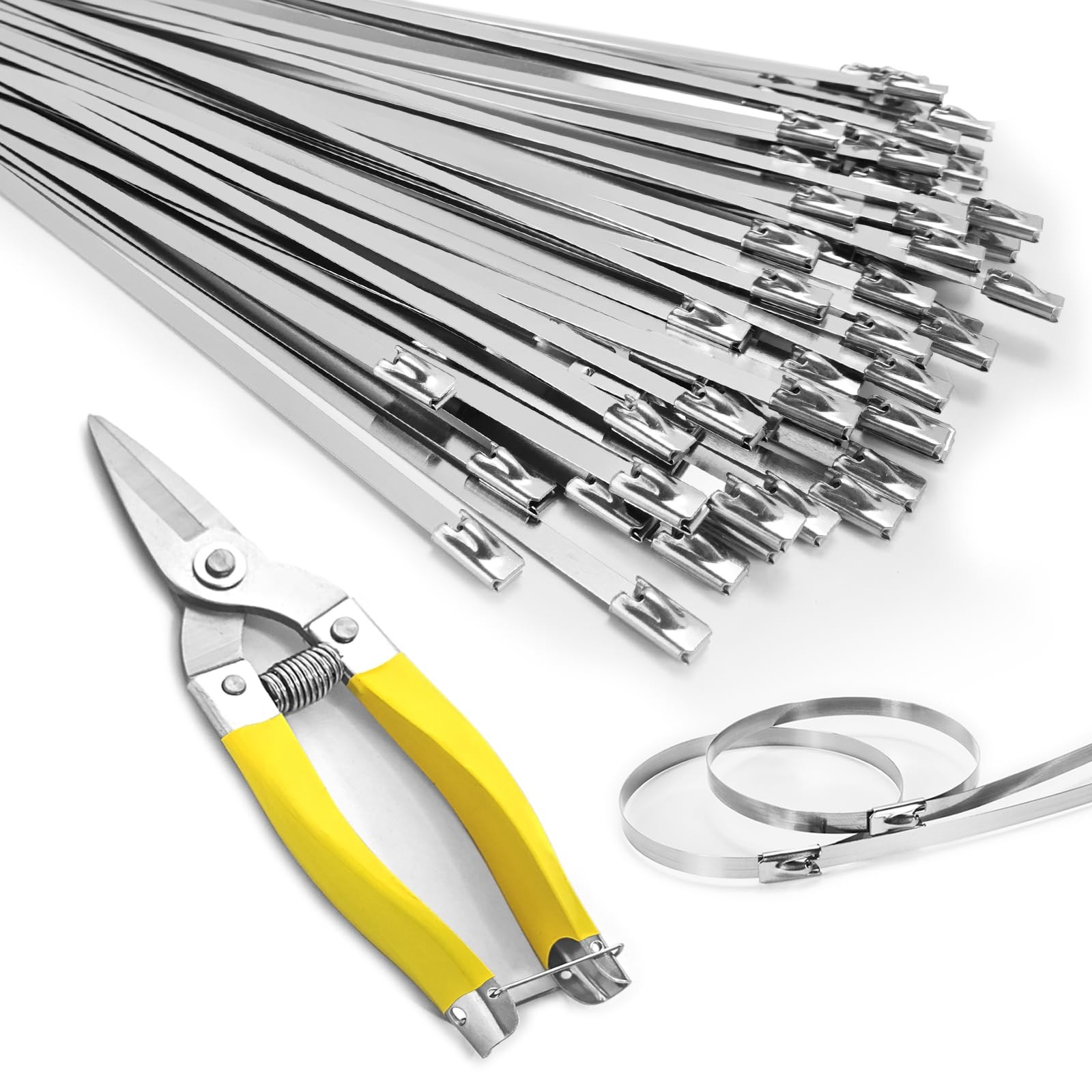 Heavy Duty Metal Zip Ties Kit (With Tie Cutter) Corrosion Resistance Stainles…