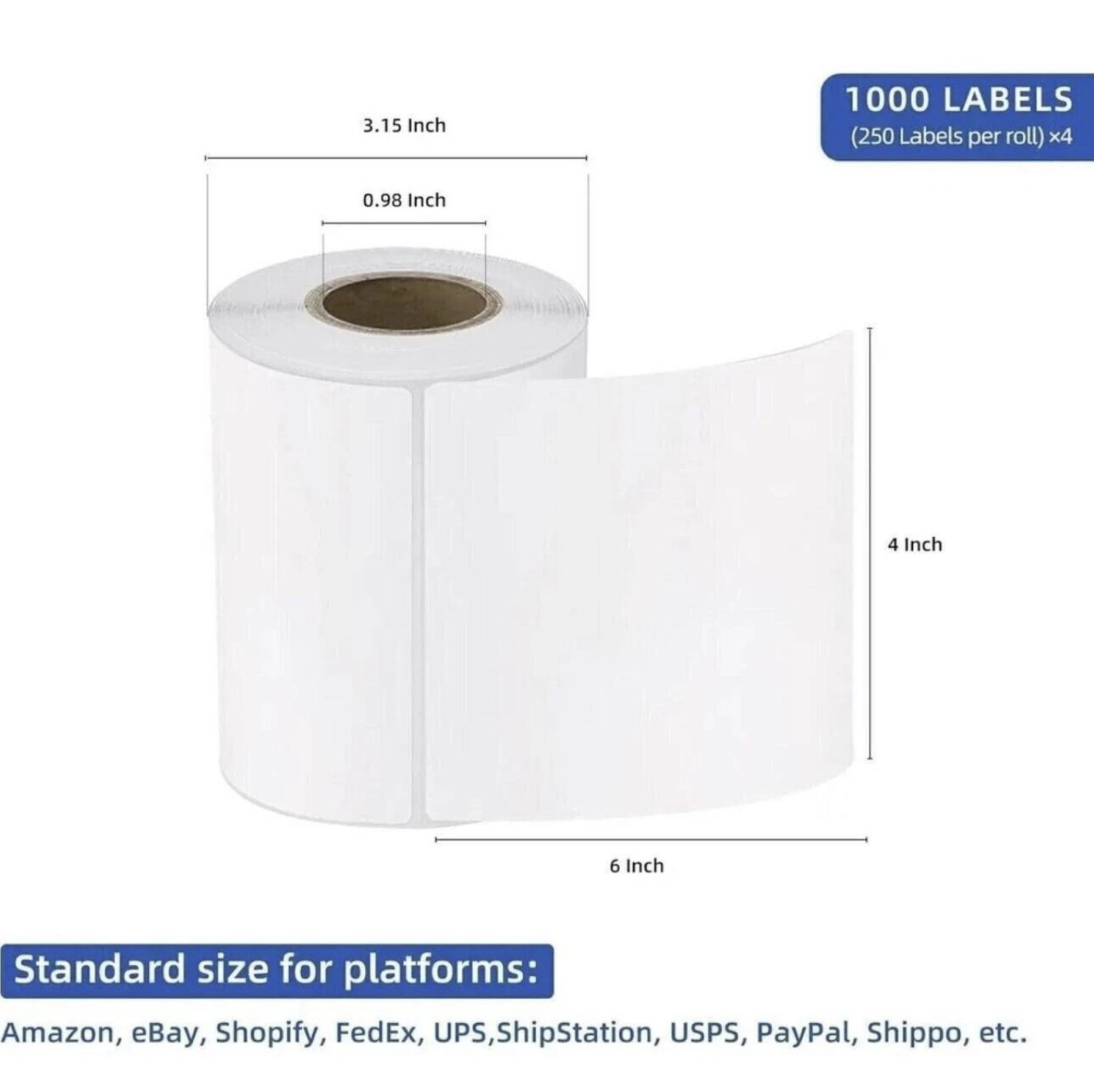 20 Rolls label 4×6 Direct Thermal Shipping 5000 labels Zebra Eltron ZP450 2844