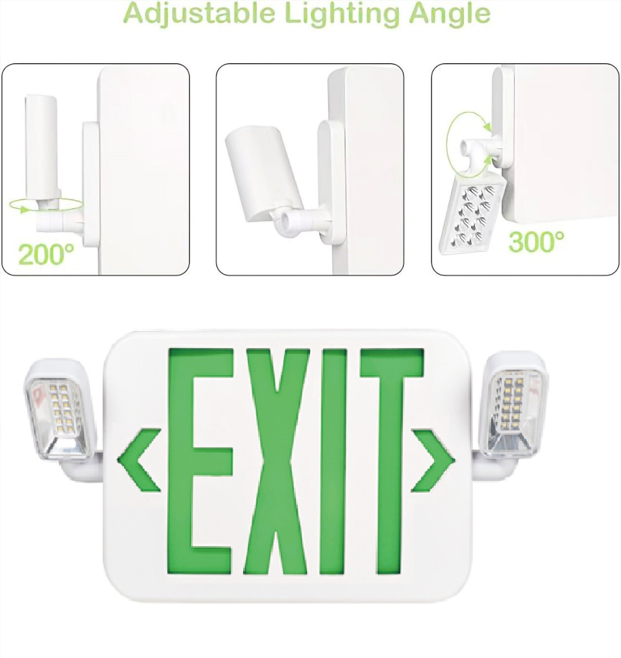Led Exit Sign light emergency combo in Green Fire Resistance 90M batter back up