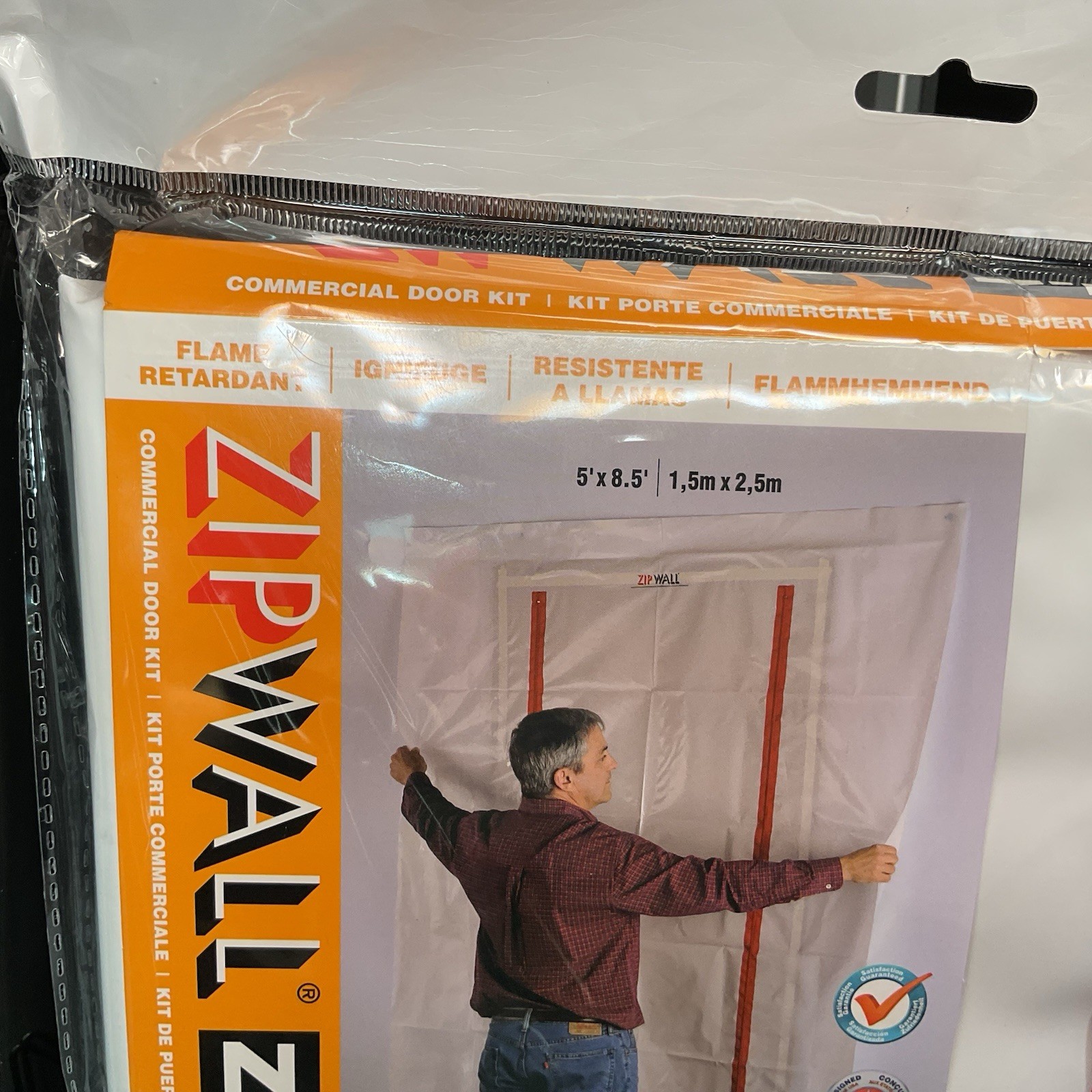 Zipwall 1850072D 5 ft. W X 8.5 ft. L X 4 mil Plastic Door Kit 1 pk
