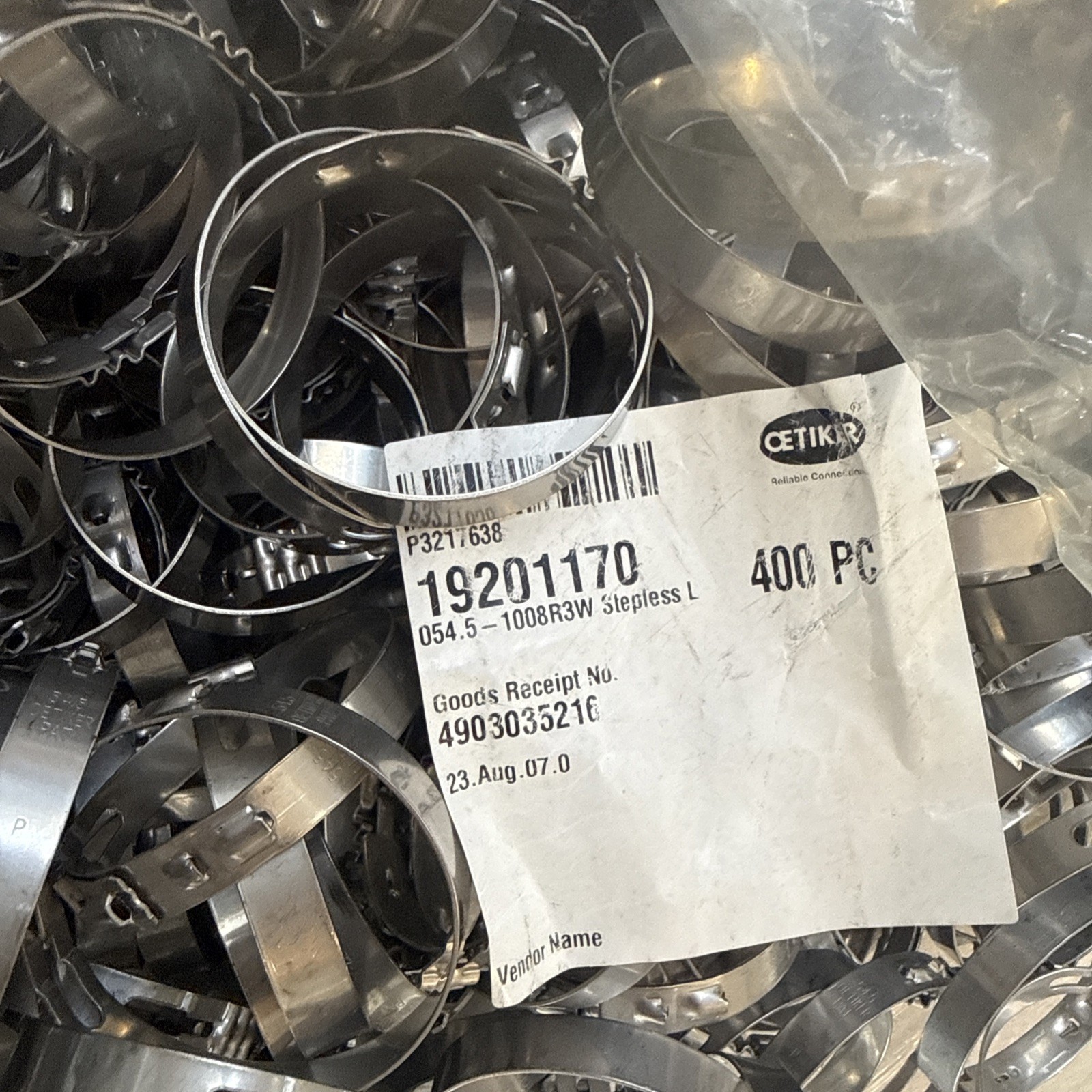 400 PCS OETIKER STEPLESS LOW PROFILE CLAMP 192 54.5 19201170 1008R3W