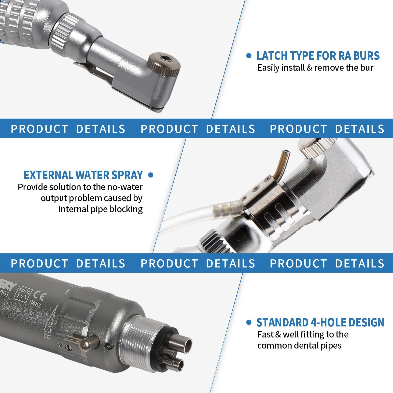 NSK Style Dental Slow Low Speed Handpiece Straight Contra Angle Air Motor 4/2H