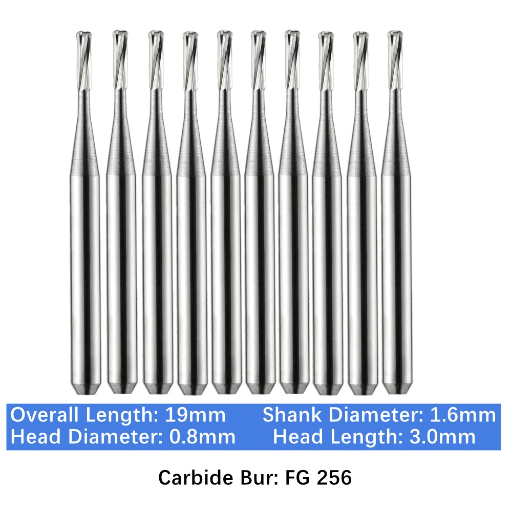 10-100pcs FG 256 Dental Carbide Burs High Speed Pear Friction Grip Drill Bits