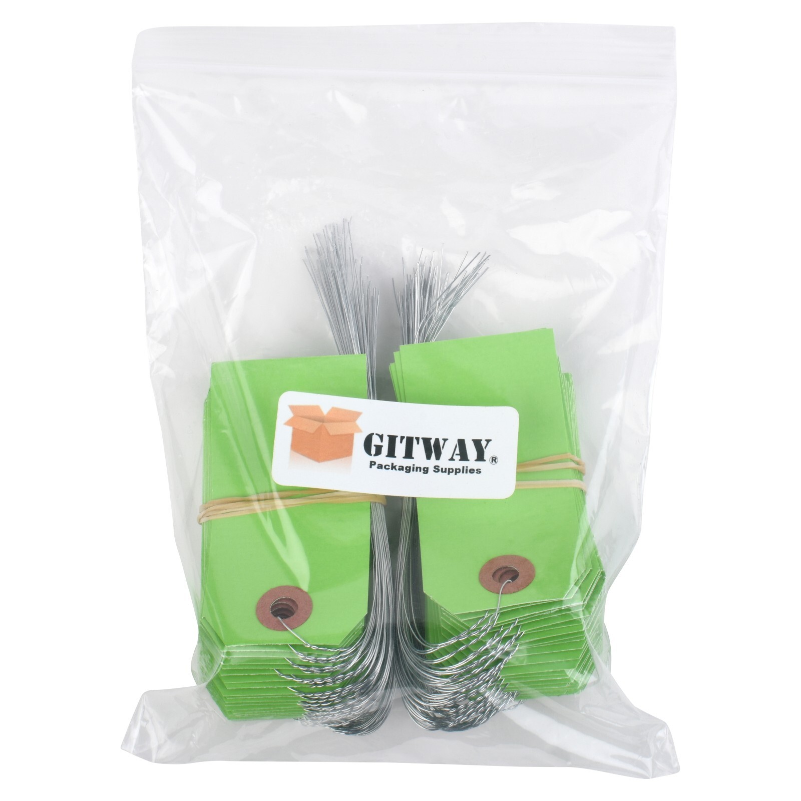 100 Green Tags with Wire 3 1/4 x 1 5/8″ Size 2 Inventory Price Hang Prewired Tag