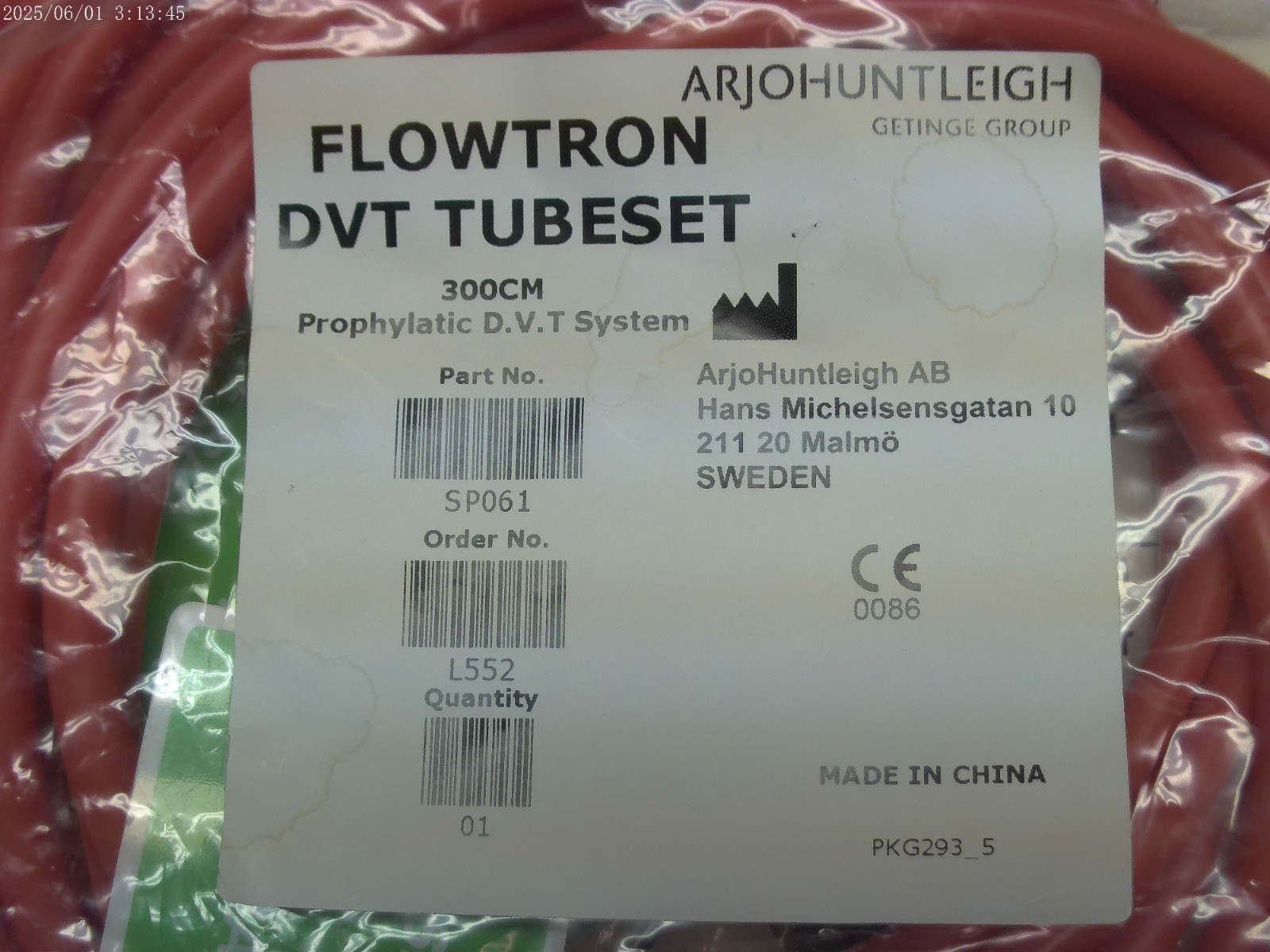 Arjohuntleigh Flowtron DVT Prophylatic System 300CM Tubeset SP061 L552