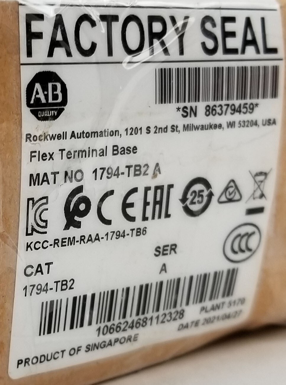 Allen-Bradley 1794-TB2 Rockwell Automation Flex I/O Terminal Base Unit NEW