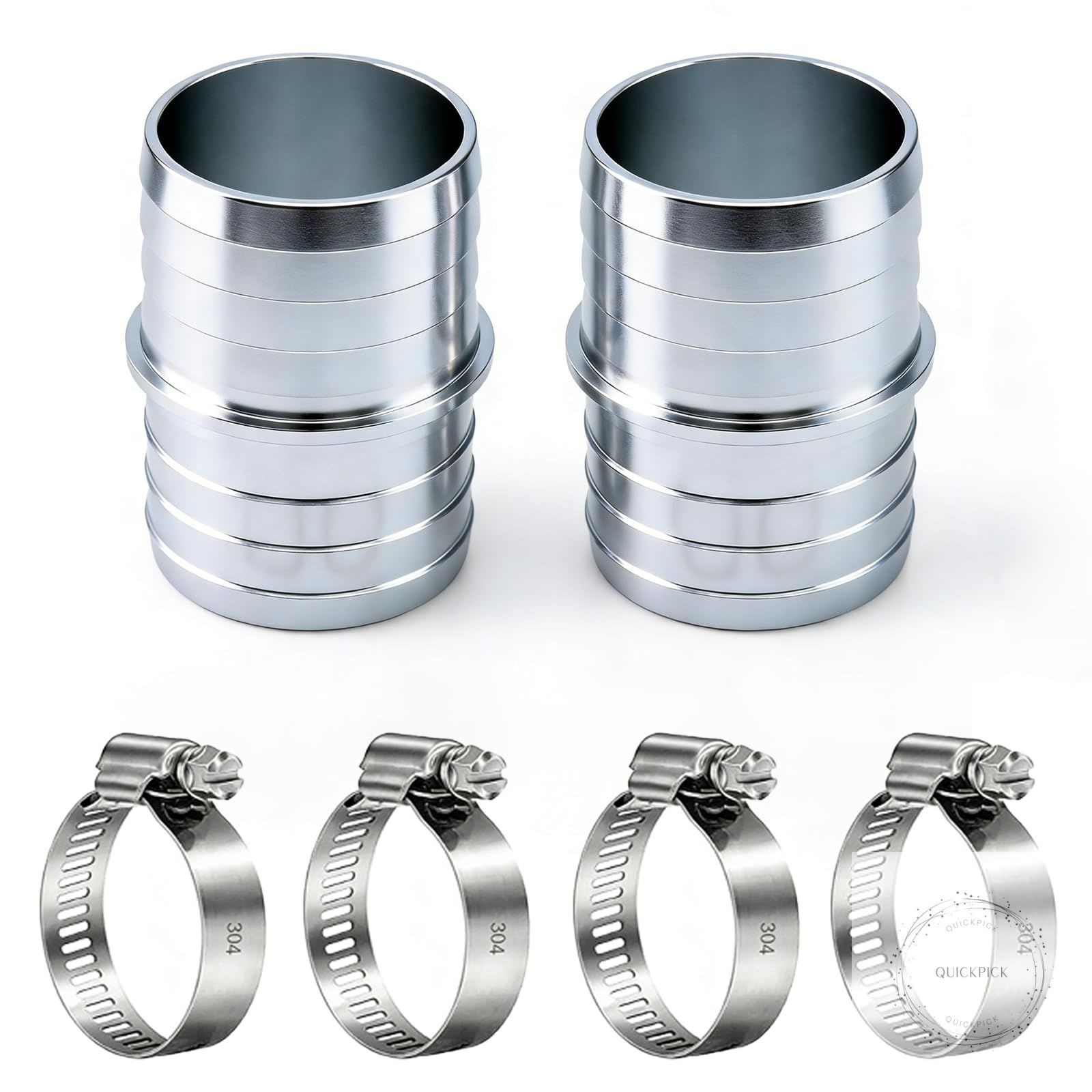 1-1/2 Inch Hose Barb Splice Coupler Repair Fitting, 2 Pack Aluminum Hose Barb