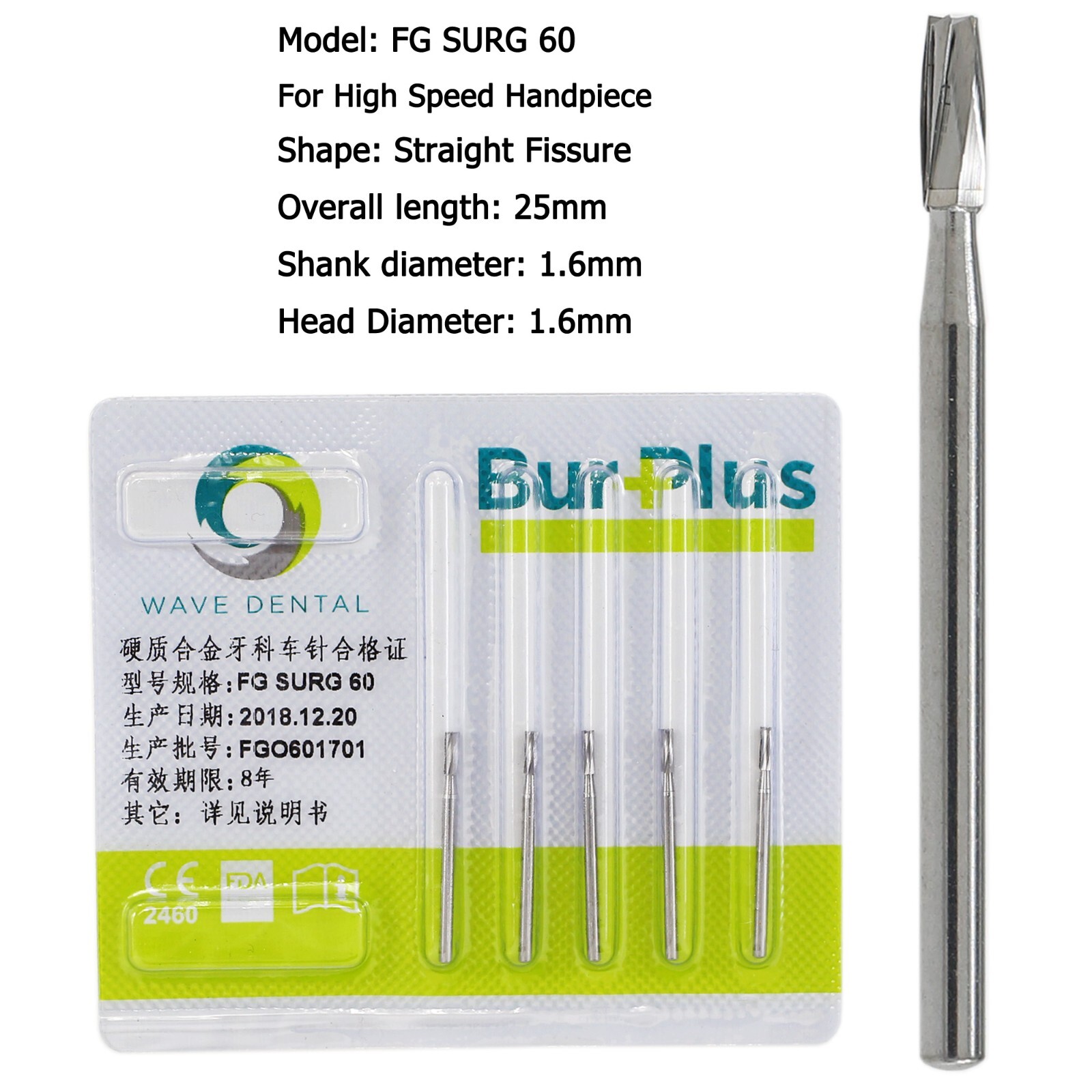 Wave Dental Carbide Surgical Burs FG SURG 2 4 557 557L 702 Long Shank High Speed