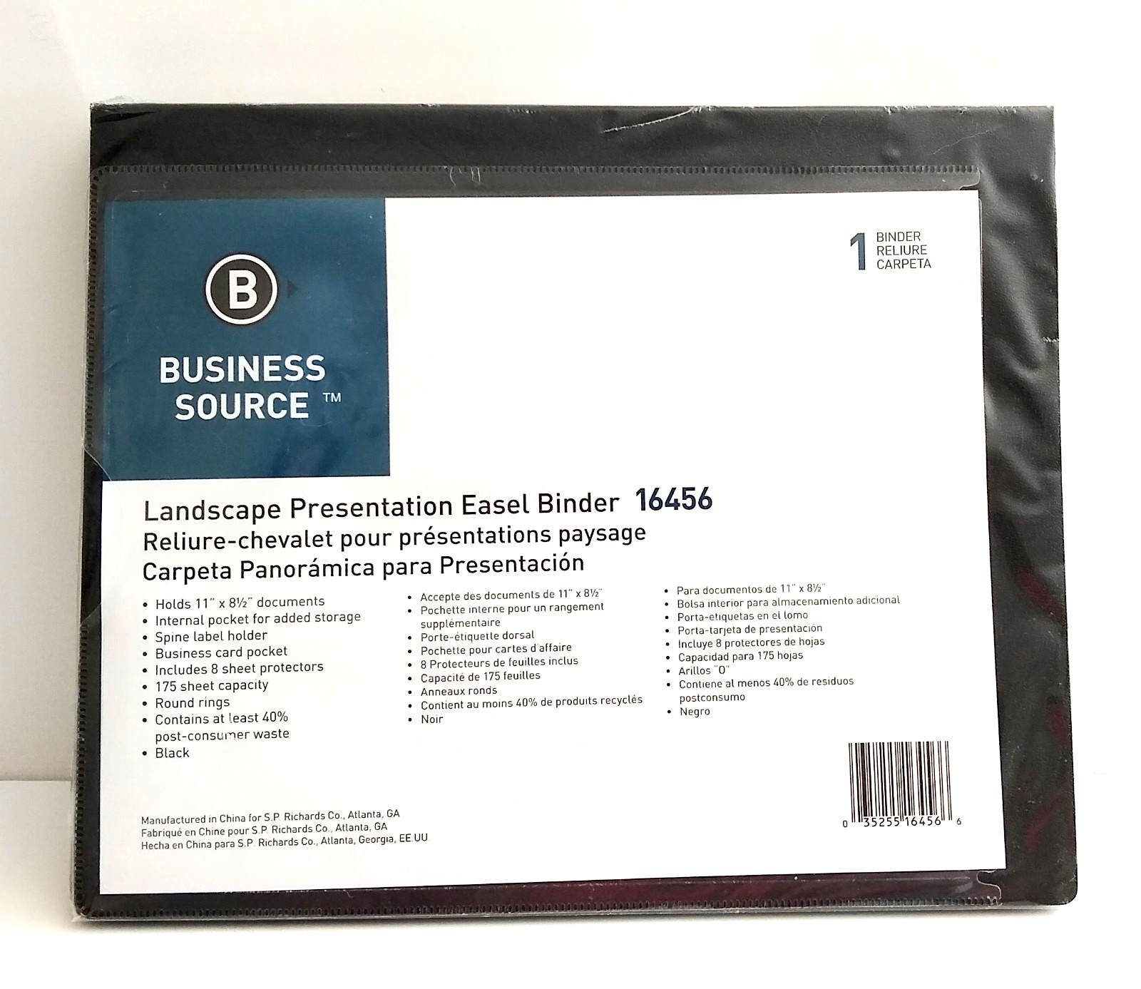 Business Source Landscape Presentation Easel Binder – 8.50″ X 11″ 1″ 16456