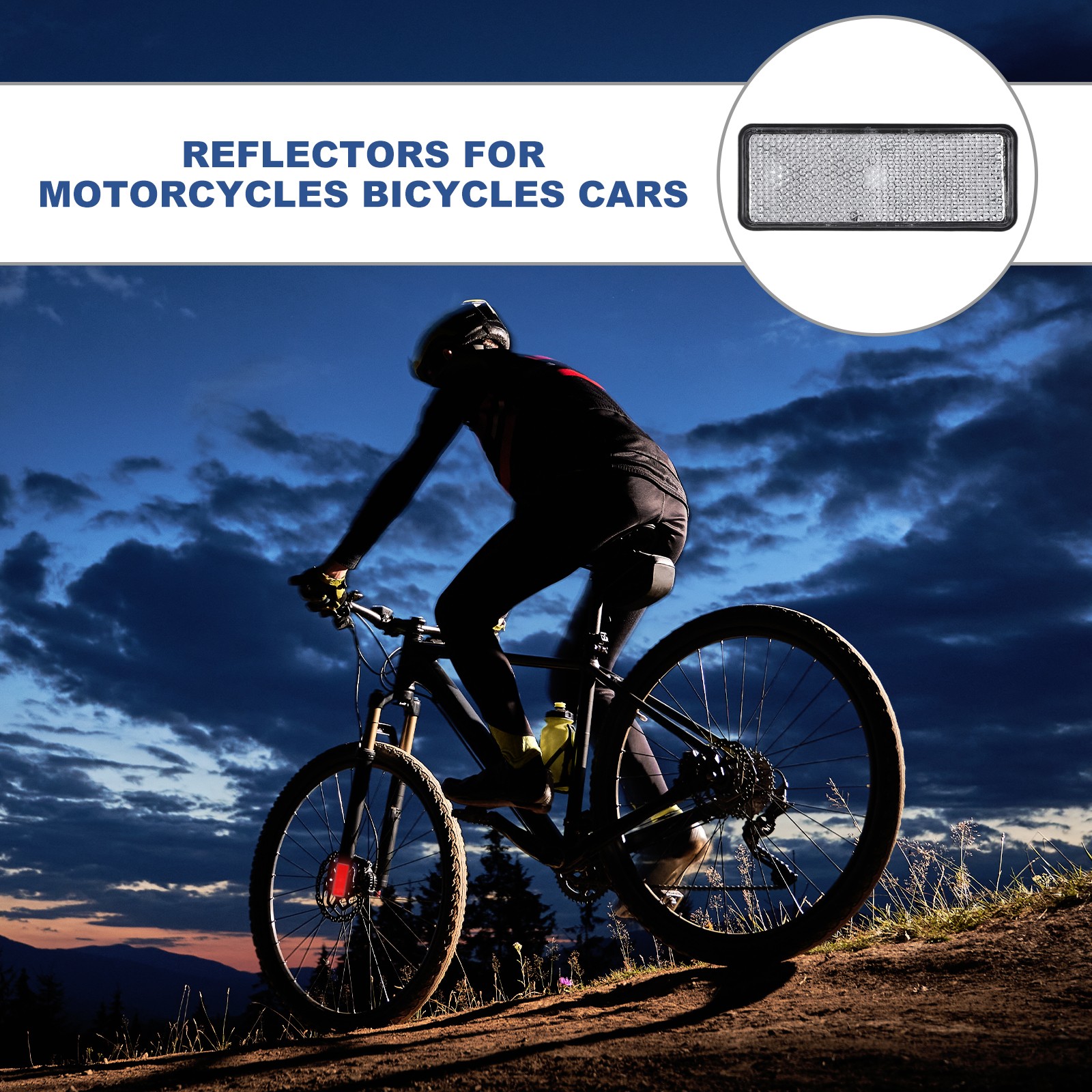 2PACK Rectangle Rear Reflectors Safety Reflective Warning Plastic White