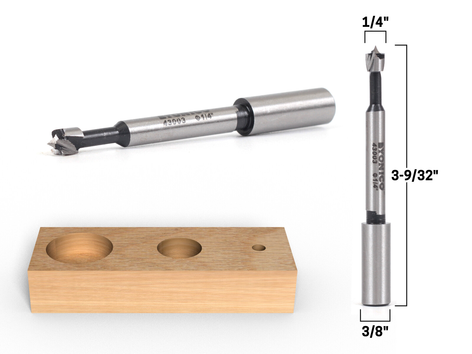 1/4″ Diameter Steel Forstner Drill Bit – 3/8″ Shank – Yonico 43003S