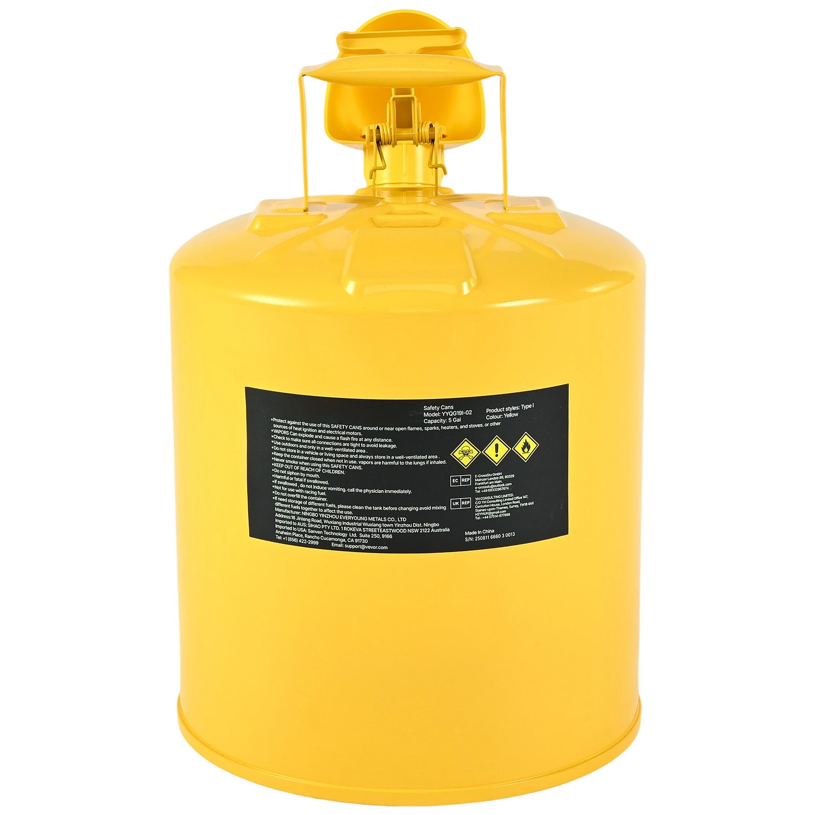 Uimoso 5 Gallon Type I Yellow Safety Diesel Can with Flame Arrester and Funnel