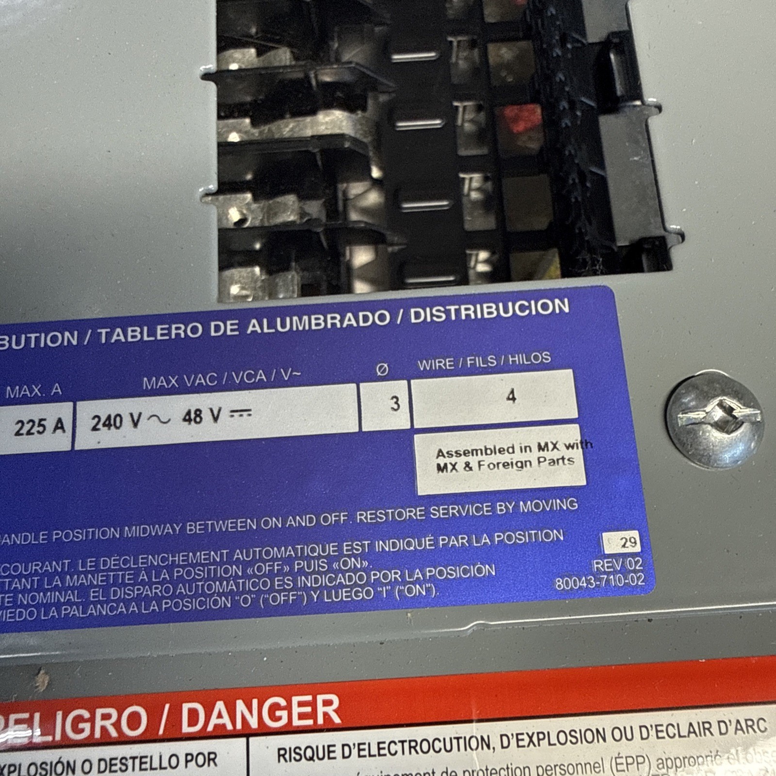NEW Square D NQ430L2 Panelboard Interior 225 Amp 30 Circuit 240V 3-Phase