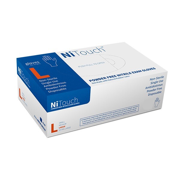 NiTouch Powder Free Nitrile Exam Gloves Large- Box of 200