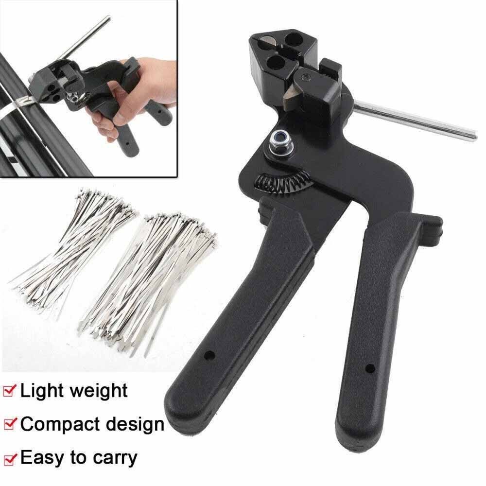 Cable Tie Tool Gun Kit Stainless Steel Zip Tie Cutter & 150 pcs Metal Zip Ties