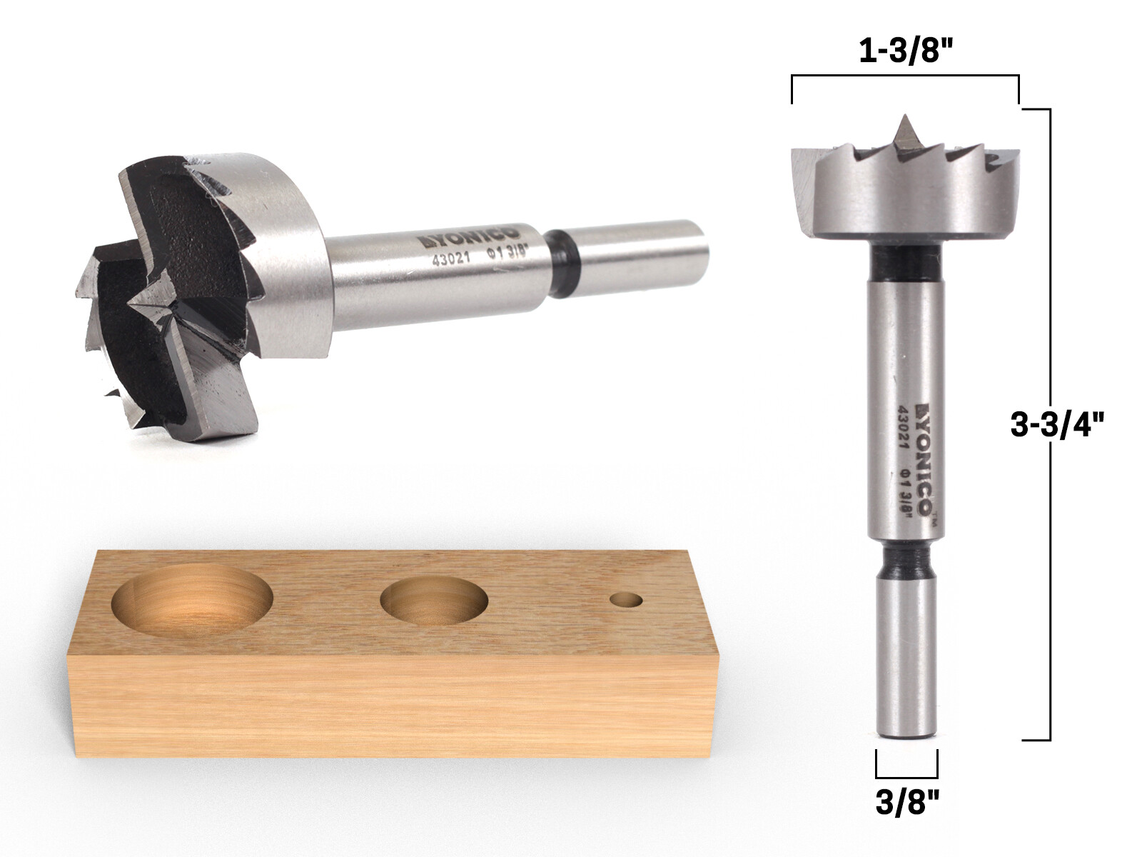 1-3/8″ Diameter Steel Forstner Drill Bit – 3/8″ Shank – Yonico 43021S