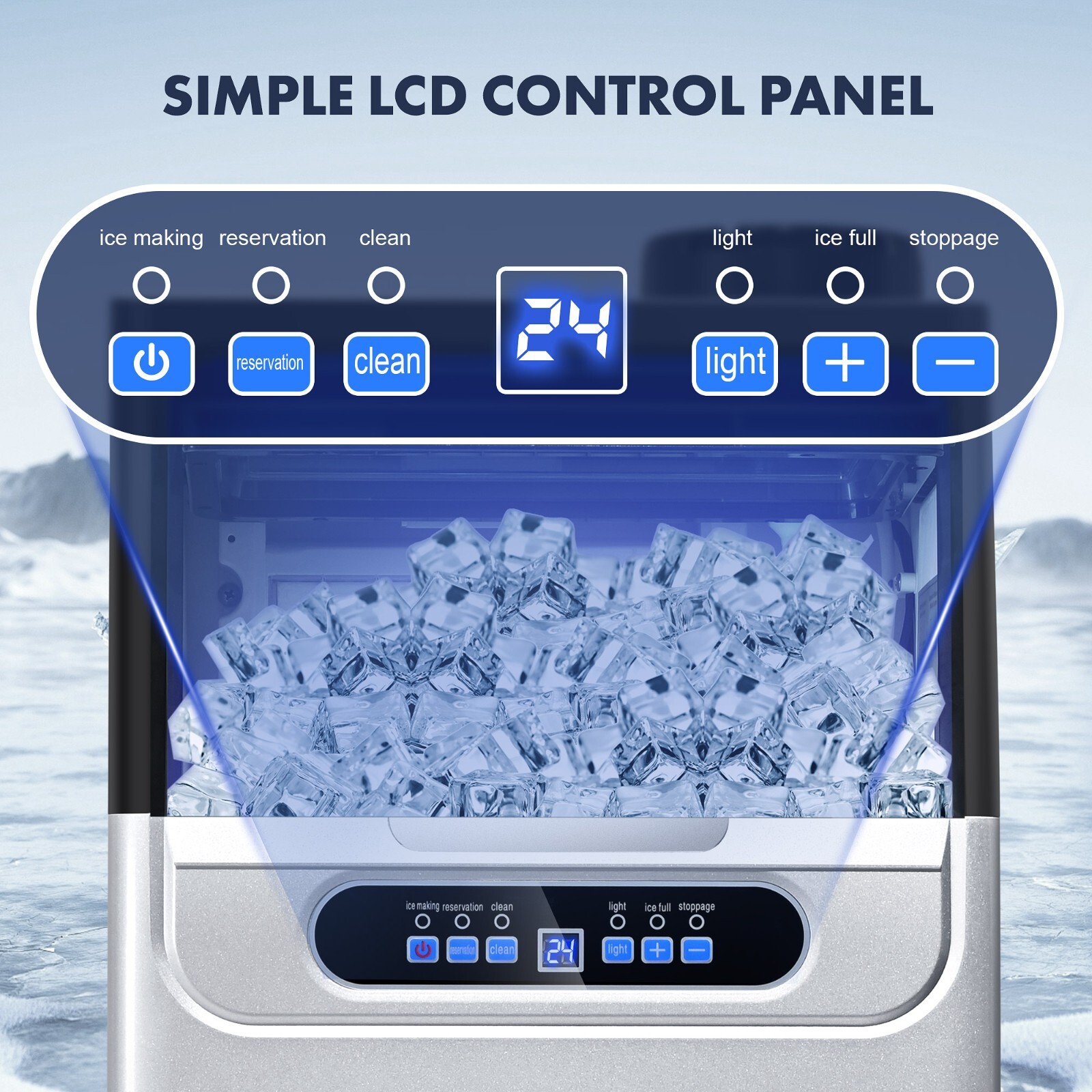 Commercial Ice Maker 150lbs Stainless Steel Built-in Cube Machine Bar Restaurant